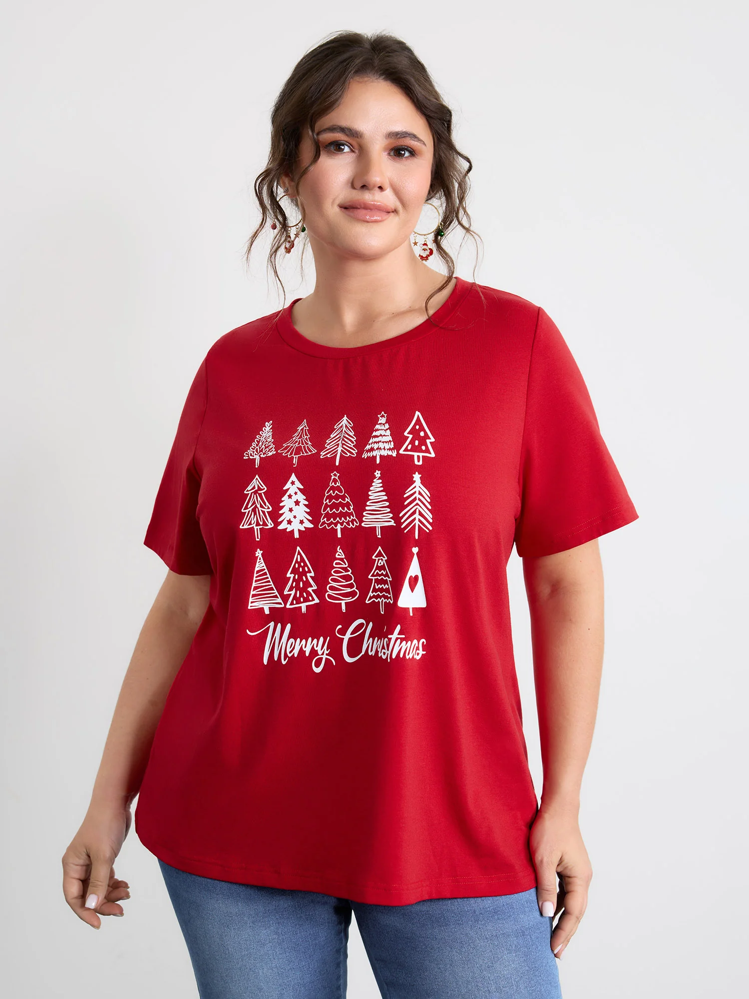 Cozy Christmas Print Round Neck T-Shirt - Image 3