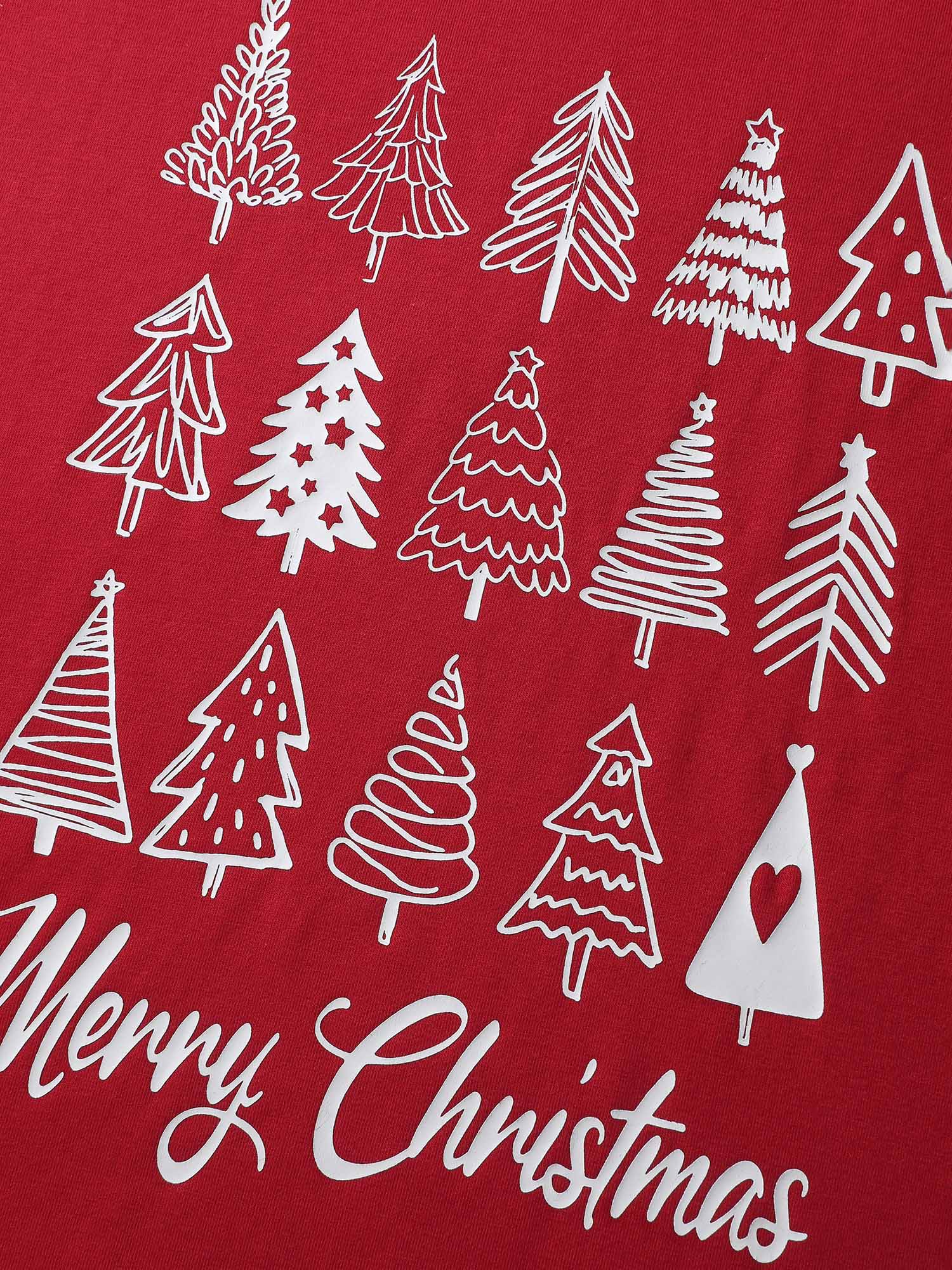 Cozy Christmas Print Round Neck T-Shirt - Image 5
