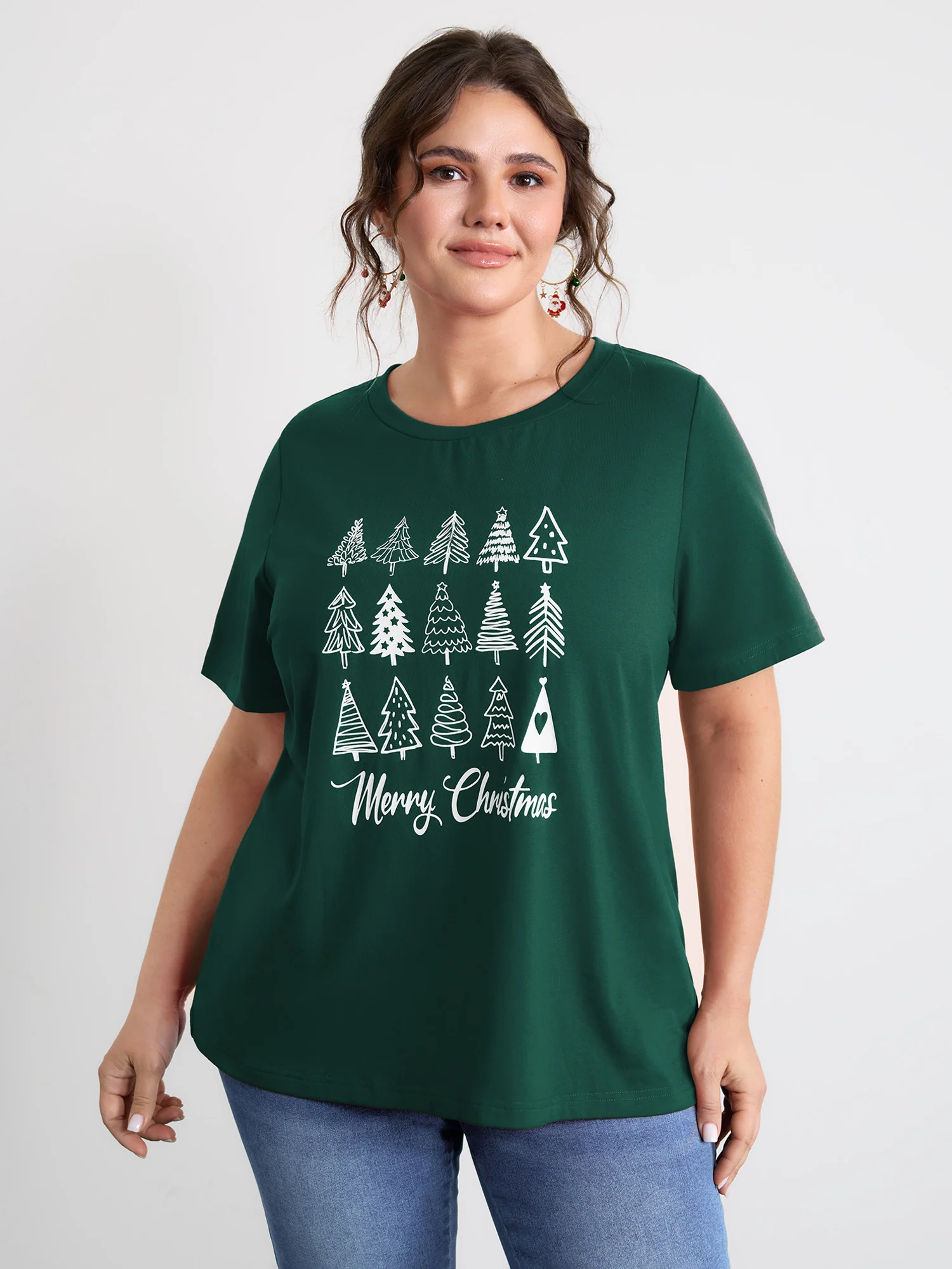 Cozy Christmas Print Round Neck T-Shirt - Image 7