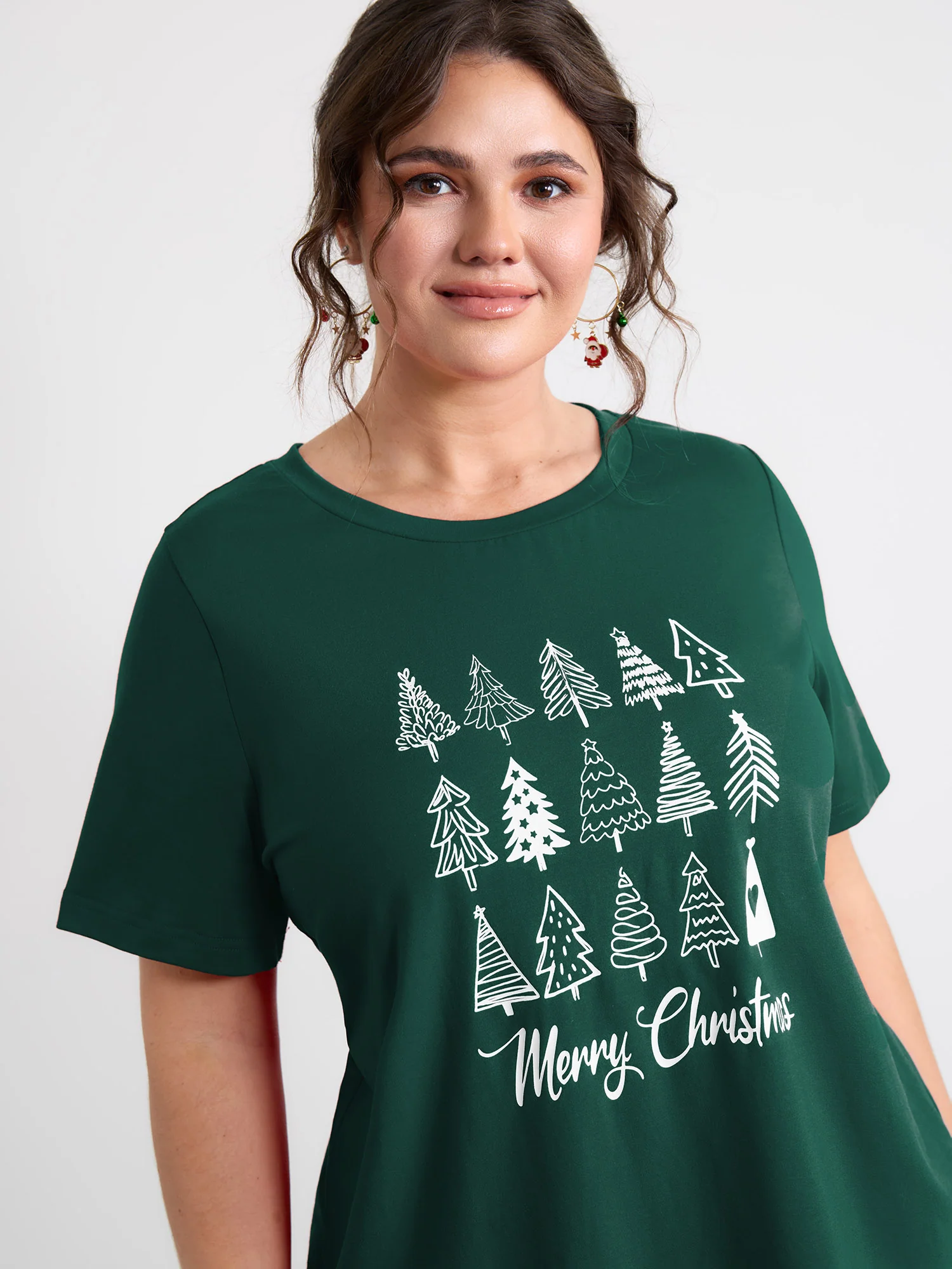 Cozy Christmas Print Round Neck T-Shirt - Image 9
