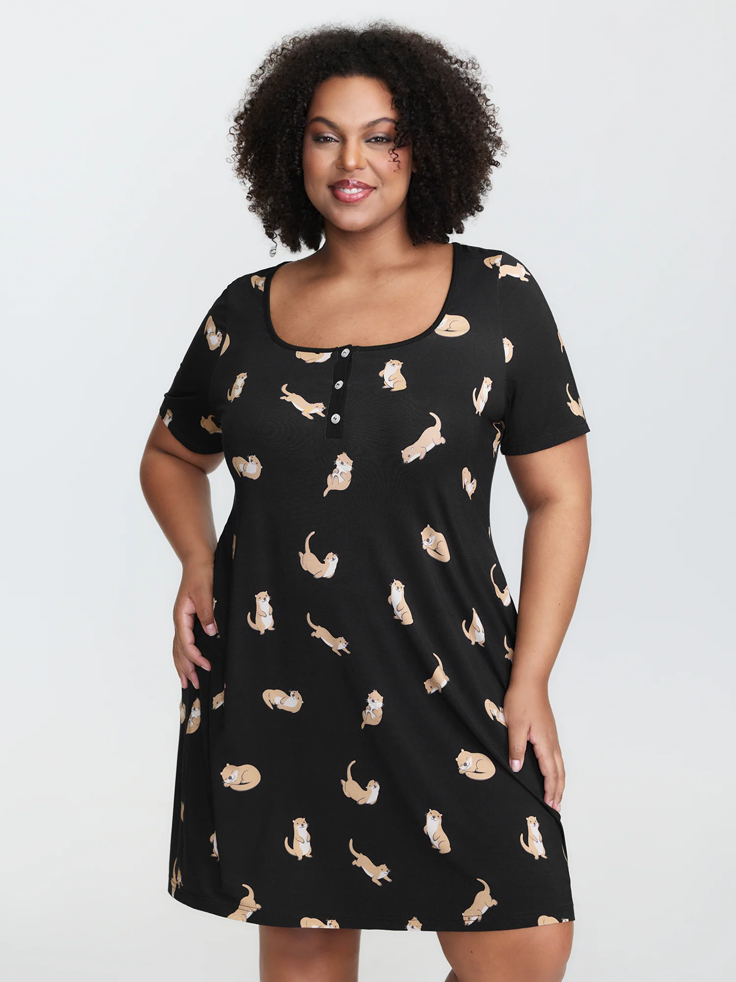 Otter Print Stretchy Lounge Dress - Image 2