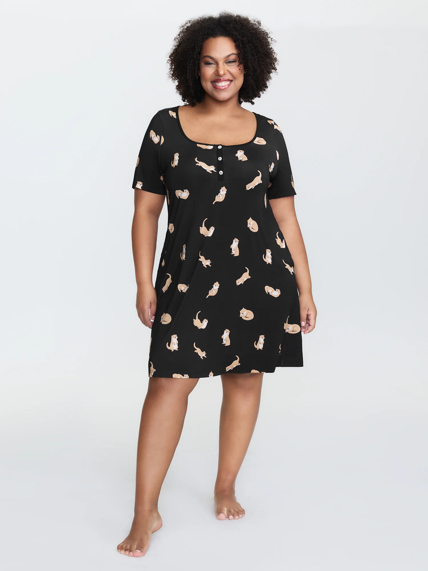 Otter Print Stretchy Lounge Dress - Image 3