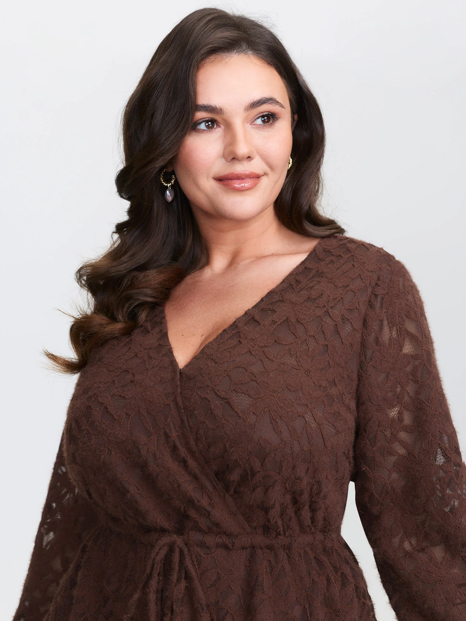 Cozy Days Lace Trim Waist-Tie Midi Dress - Image 3