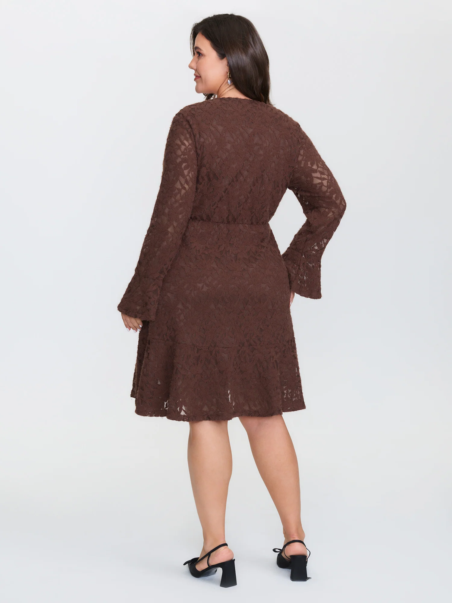 Cozy Days Lace Trim Waist-Tie Midi Dress - Image 4