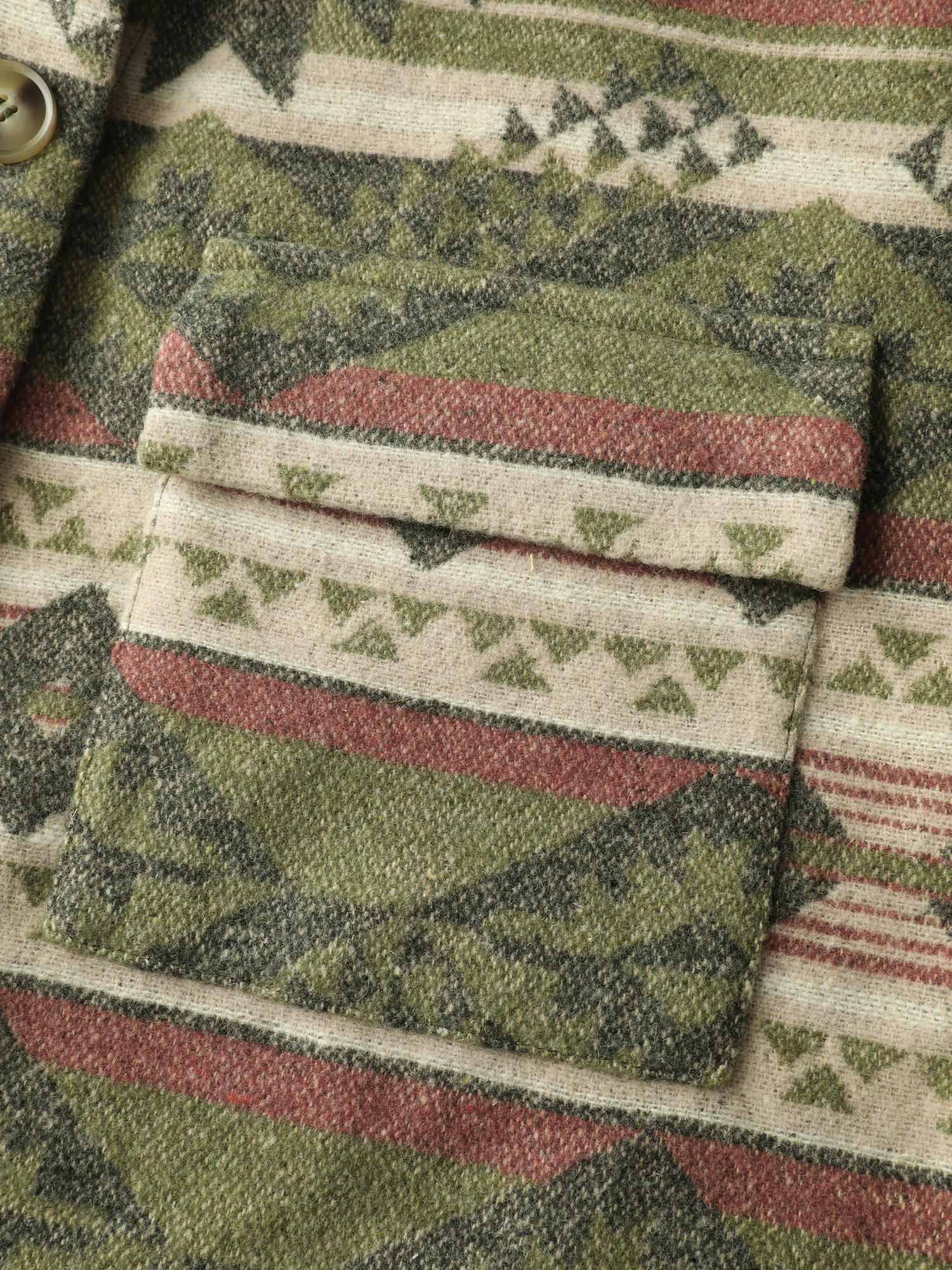 Cozy Print Wool Blend Pockets Jacket - Image 6