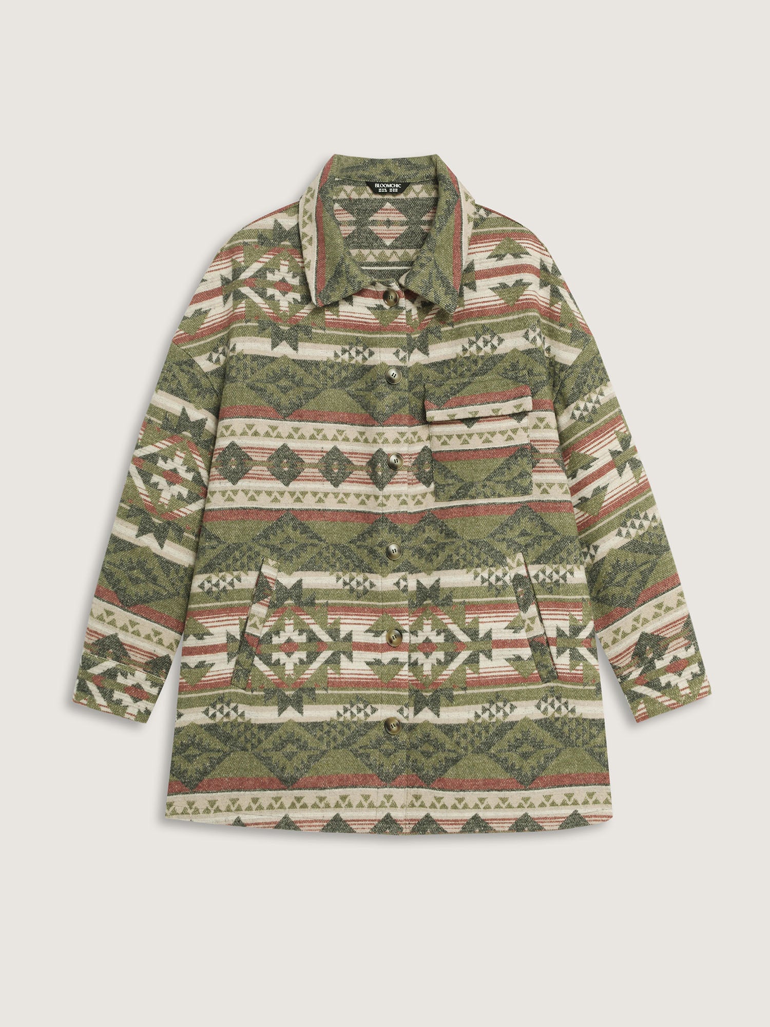 Cozy Print Wool Blend Pockets Jacket - Image 9