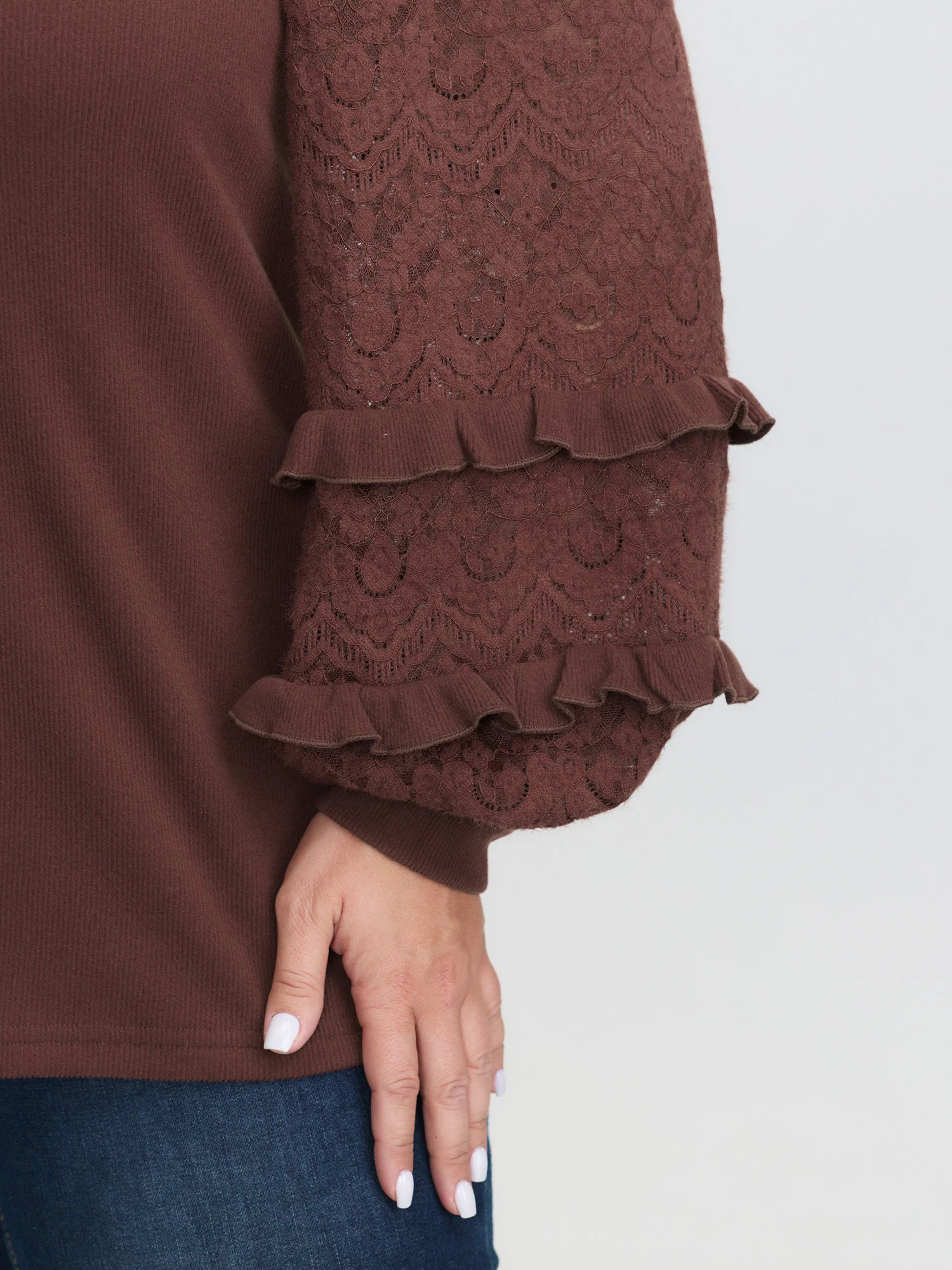 Cozy Ruffled Edge Tiered Sleeve Knit Top - Image 3