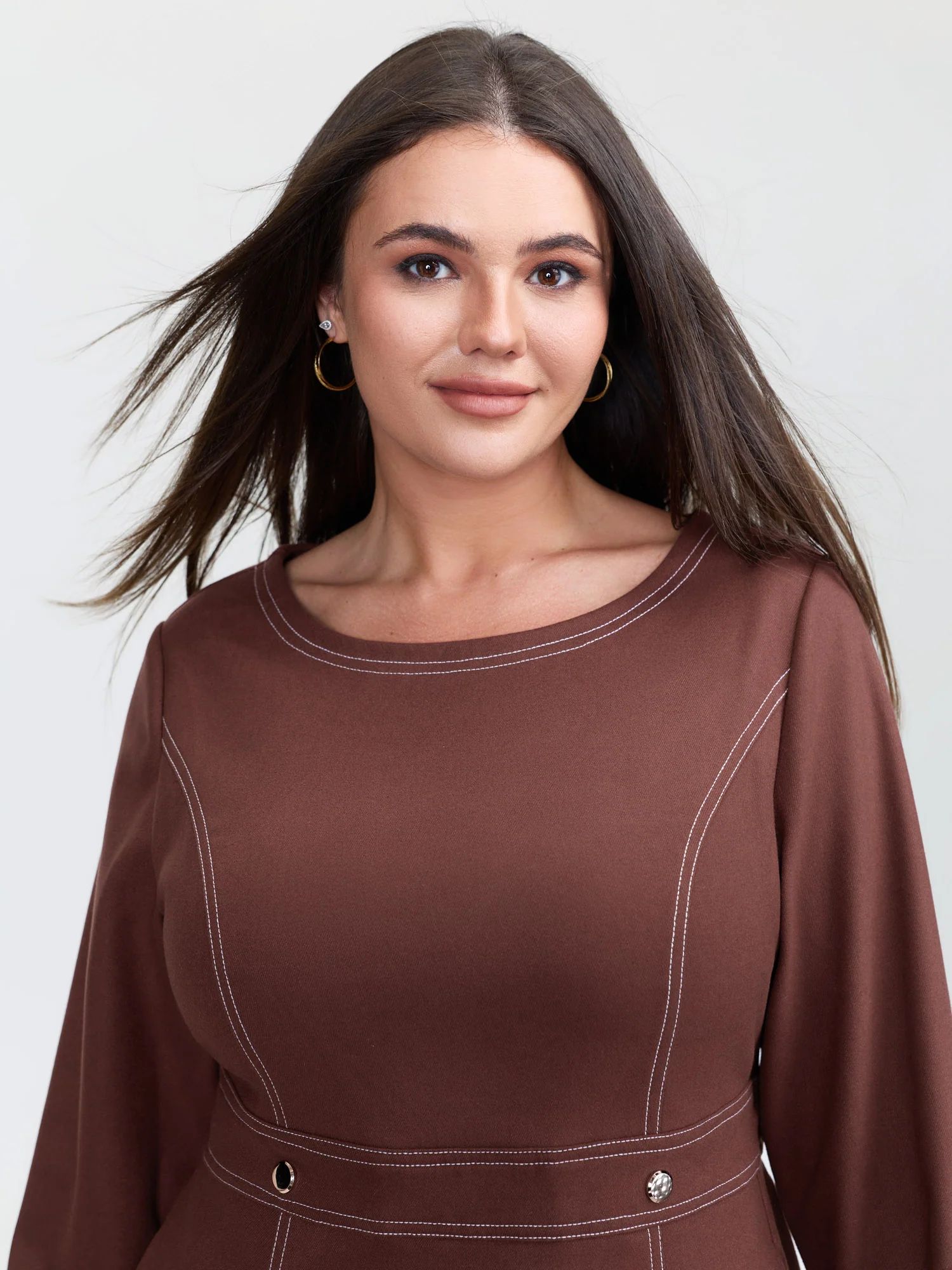 Cozy Velvety Feel Pockets Midi Dress - Image 3