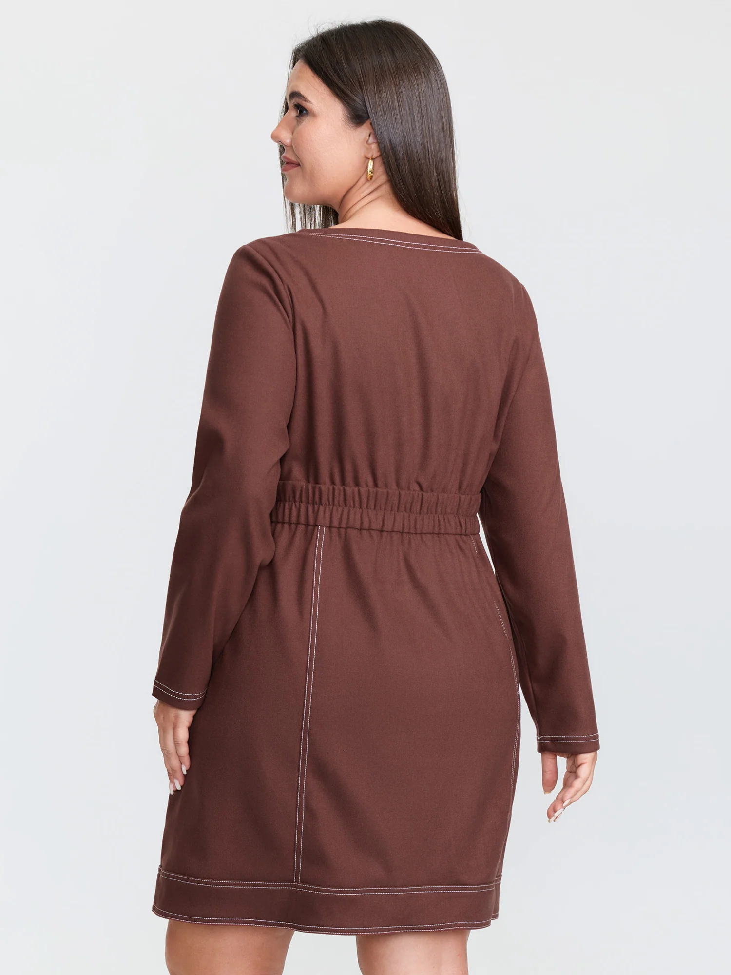 Cozy Velvety Feel Pockets Midi Dress - Image 5