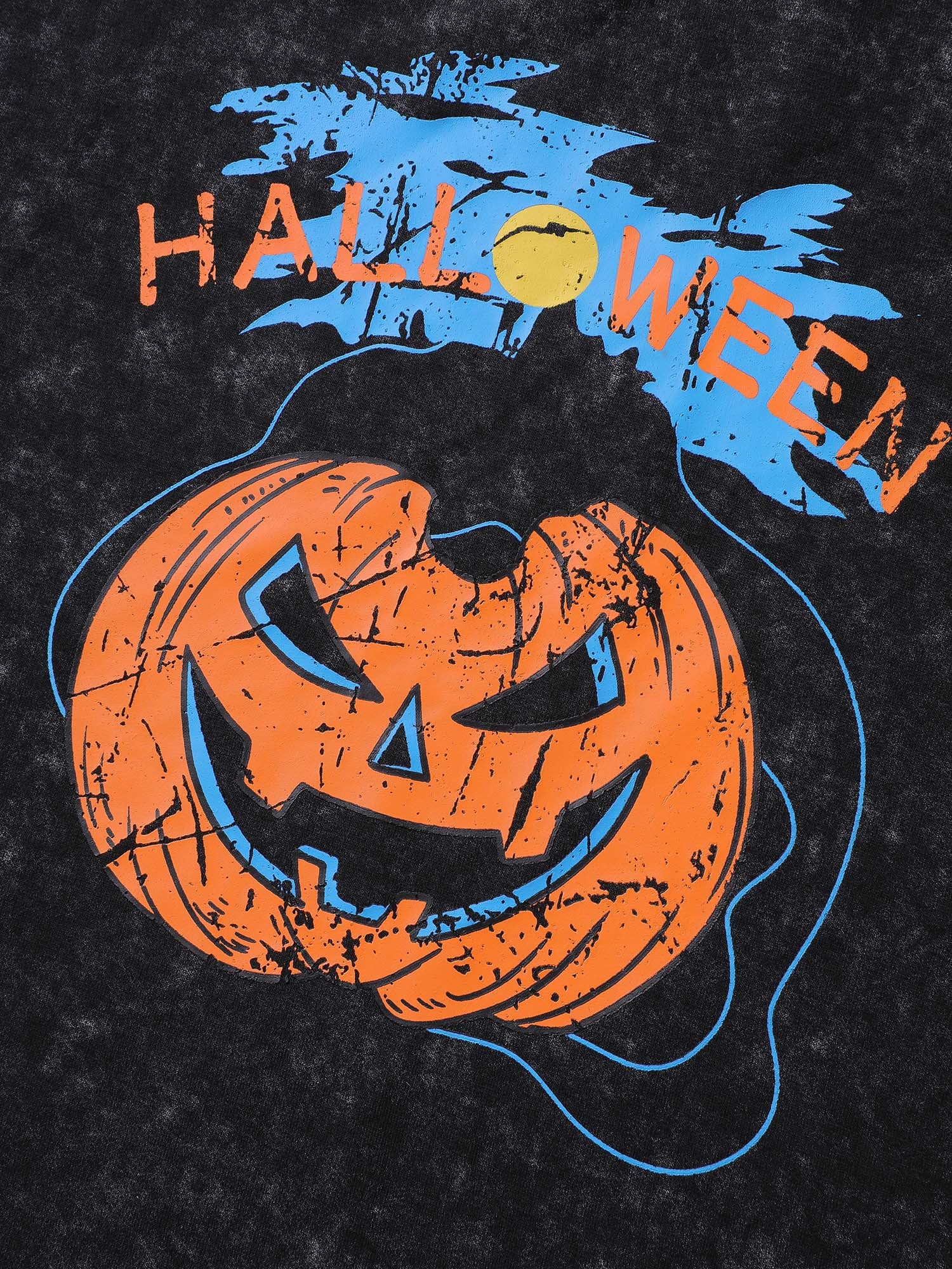 Creepy Pumpkin Motif Snowflake Effect Sweatshirt - Image 5