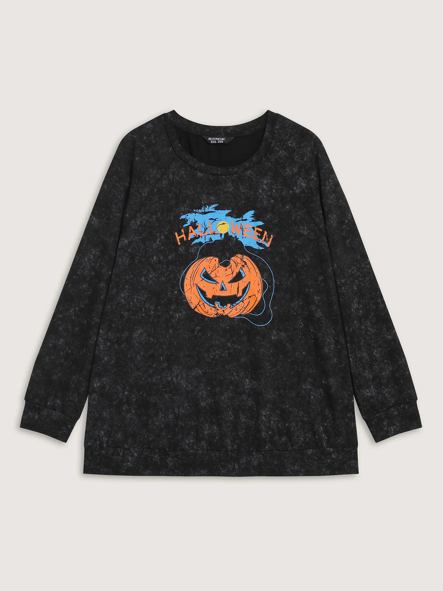 Creepy Pumpkin Motif Snowflake Effect Sweatshirt - Image 7