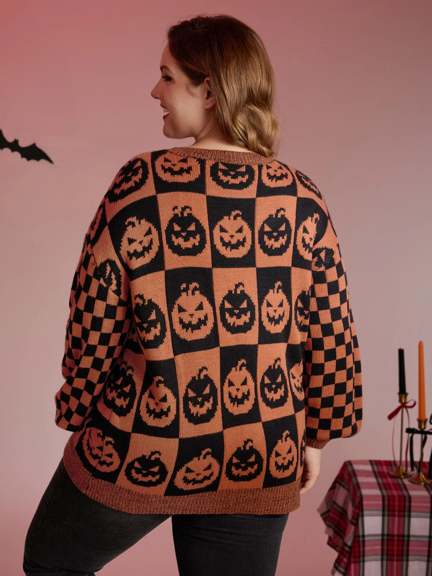Creepy Pumpkins Jacquard Blended Yarn Pullover - Image 3
