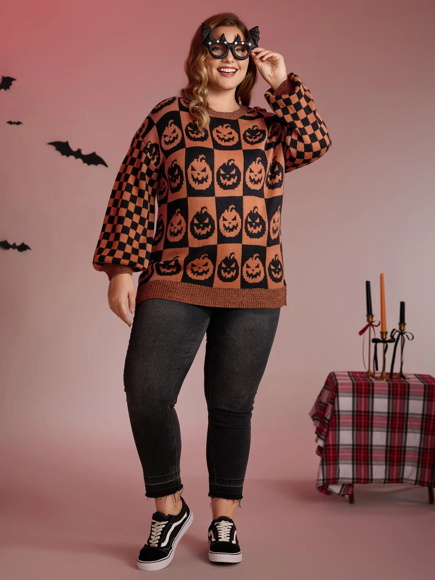 Creepy Pumpkins Jacquard Blended Yarn Pullover - Image 4