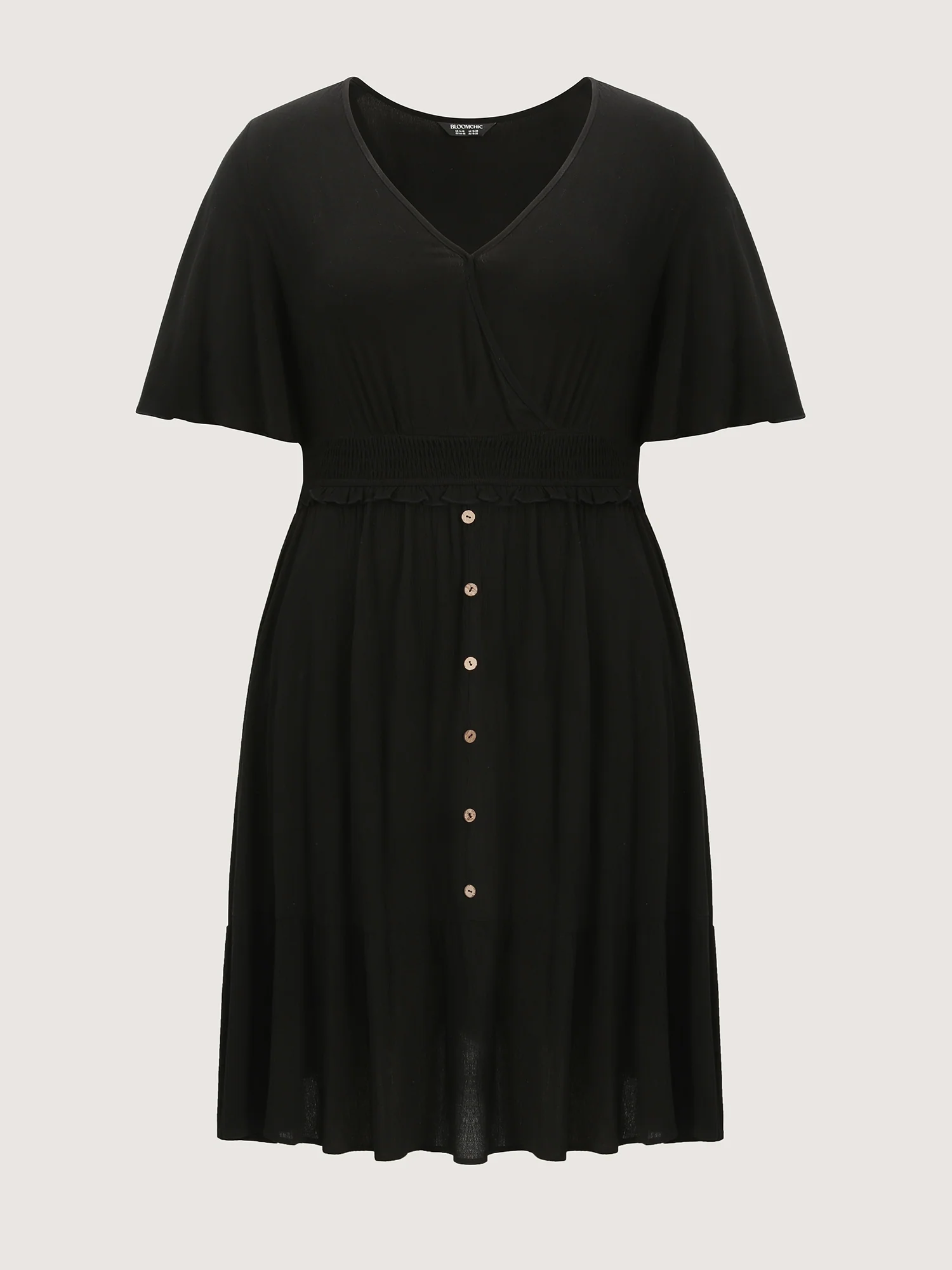 Crepe Shirred Ruffled Sleeve Mini Dress - Image 7
