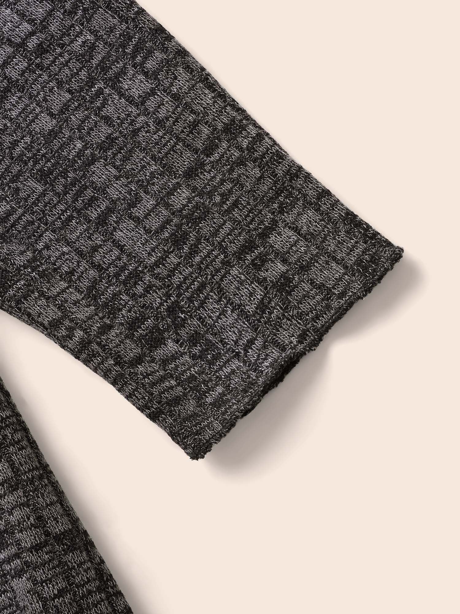 Crew Neck Button Detail Split Hem Dress - Image 7
