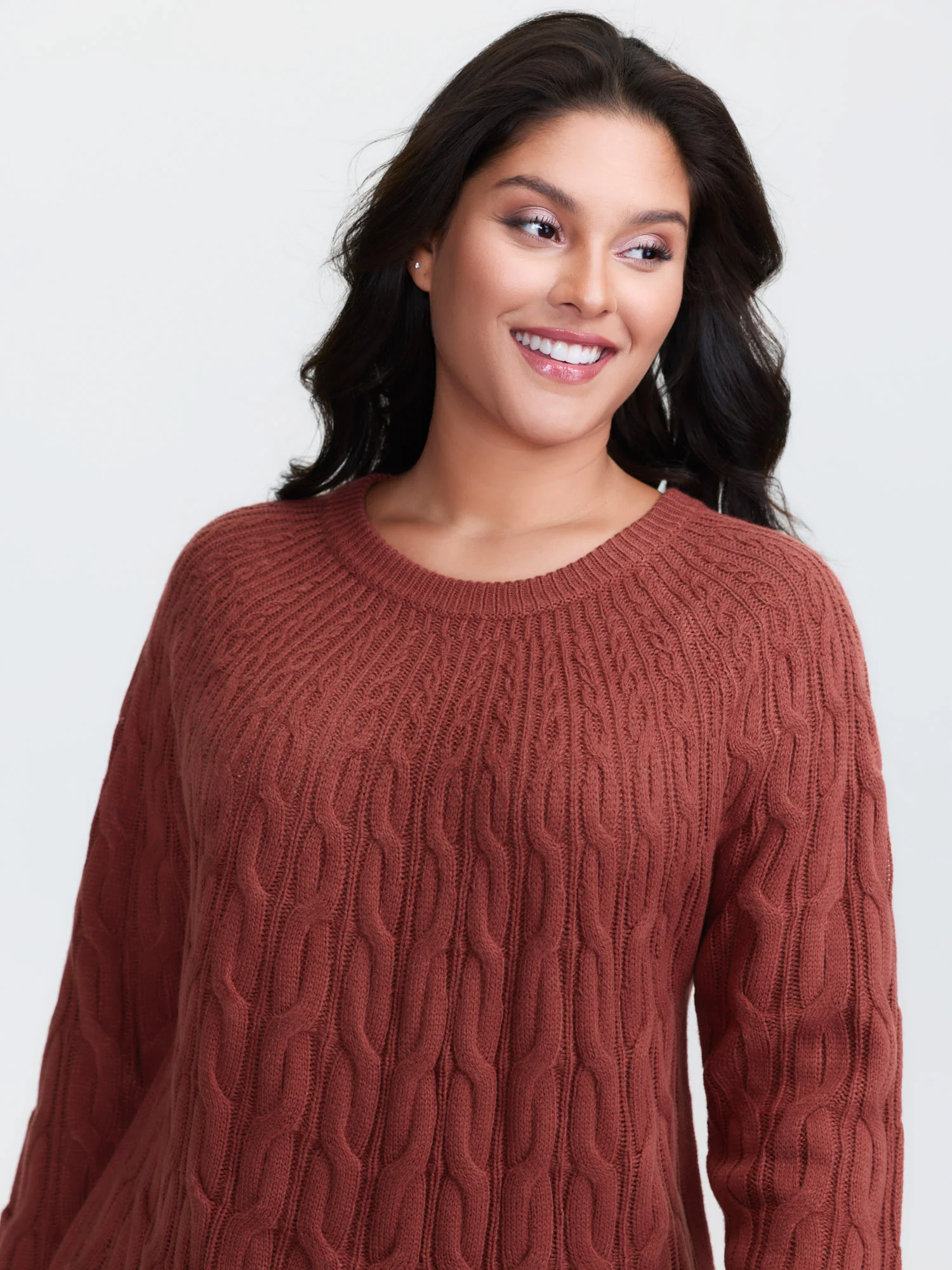 Crew Neck Cable Knit Pullover - Image 2