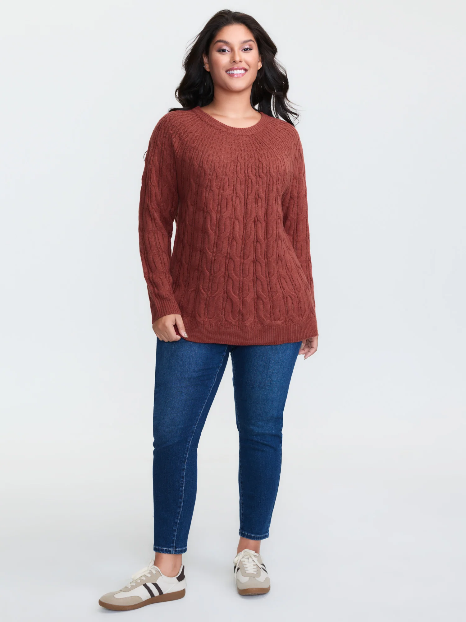 Crew Neck Cable Knit Pullover - Image 3
