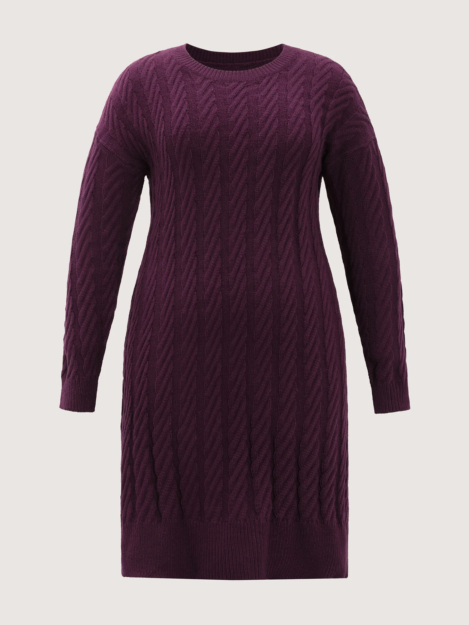Crew Neck Cable Texture Sweater Dress - Image 8