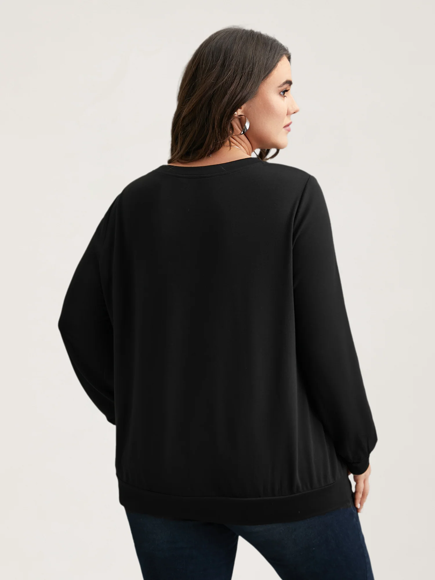 Crew Neck Celestial Print Stretch Sweatshirt - Image 5