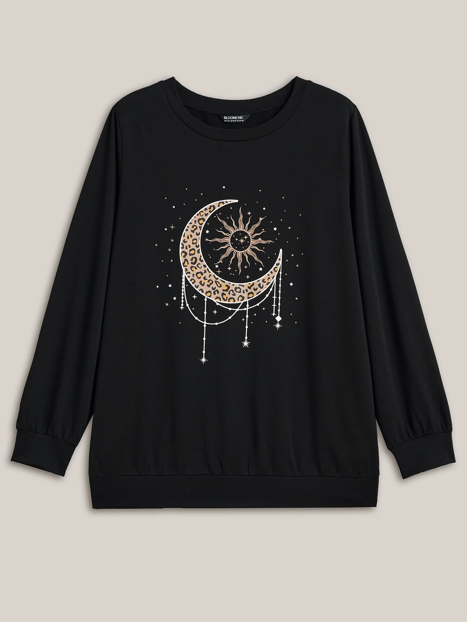 Crew Neck Celestial Print Stretch Sweatshirt - Image 8
