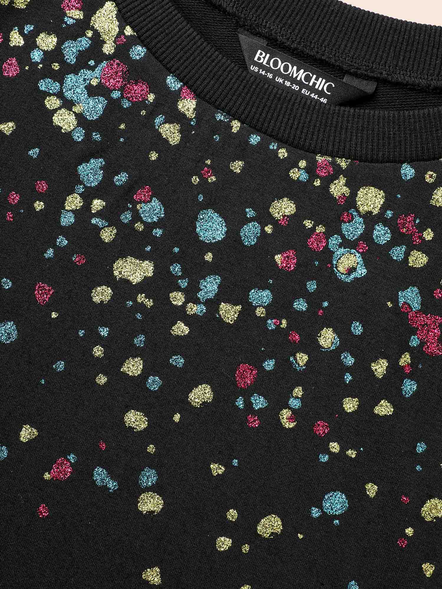 Crew Neck Color Glitter Sweatshirt - Image 6