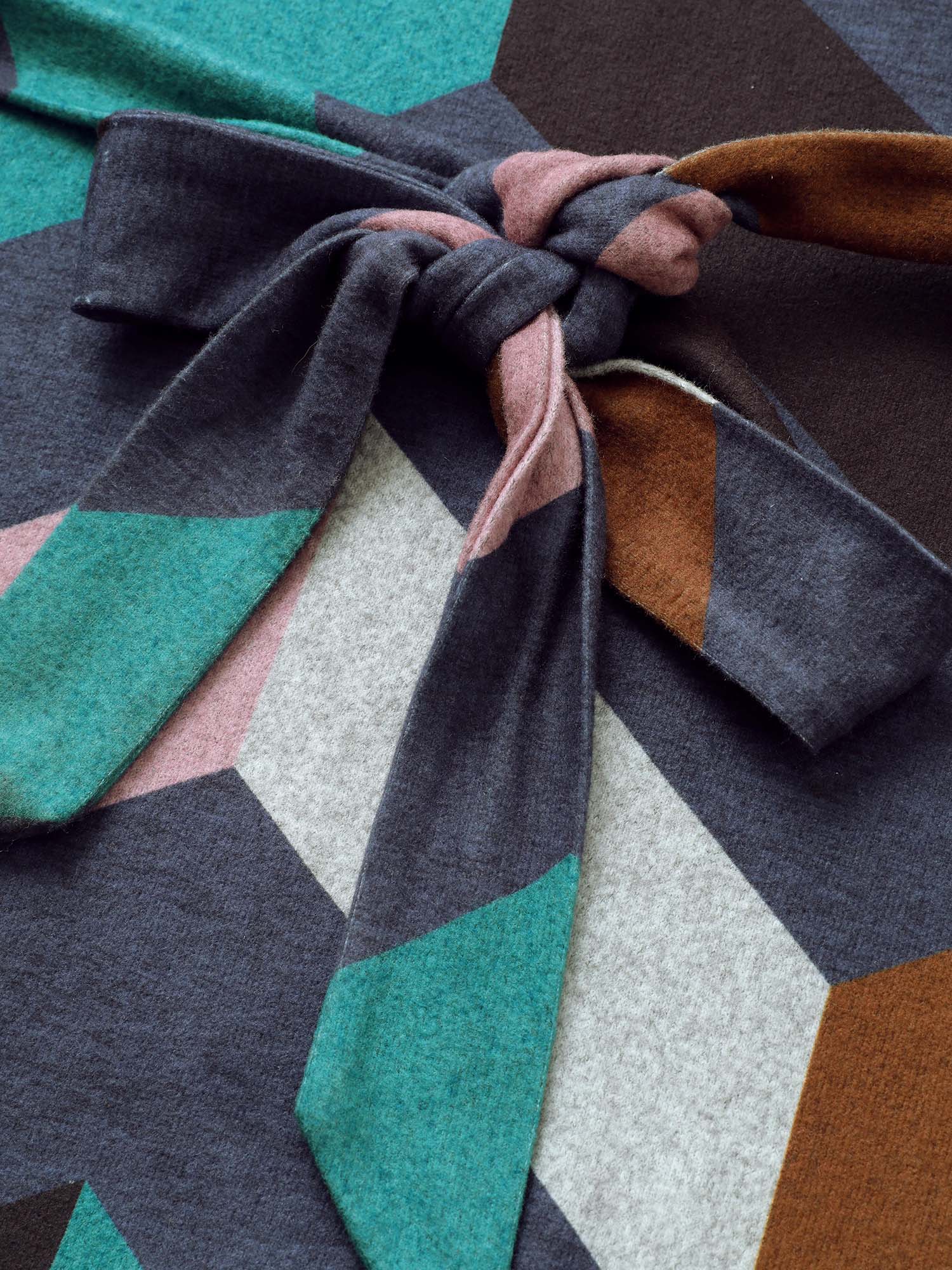 Crew Neck Contrast Colorblock Belted Dress - Image 5