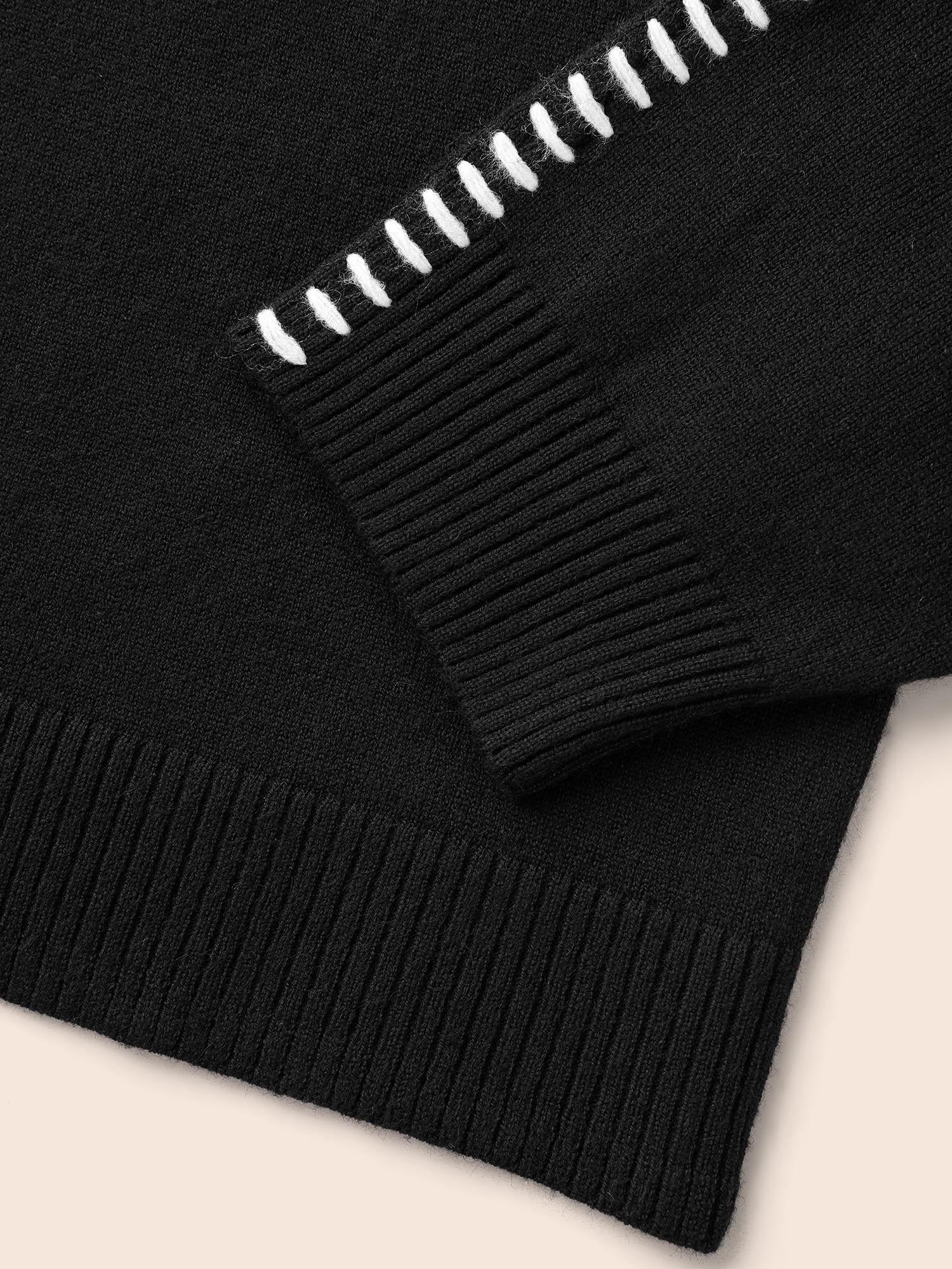 Crew Neck Contrast Trim Drop Shoulder Pullover - Image 6