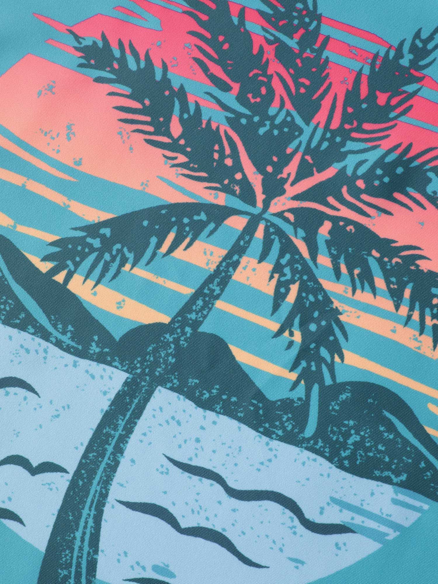 Island Print Drawstring Adjustable Swim Top - Image 14