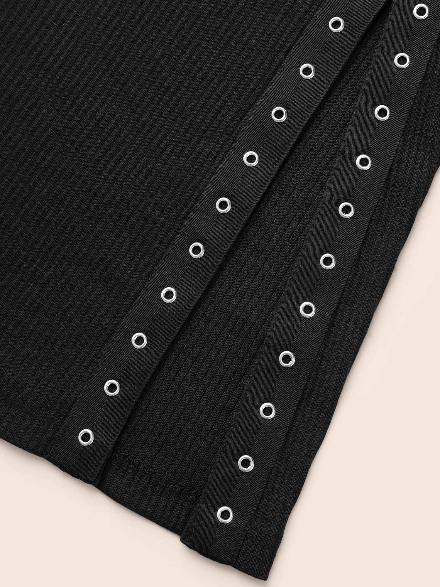 Crew Neck Eyelet Split Hem Dress - Image 5