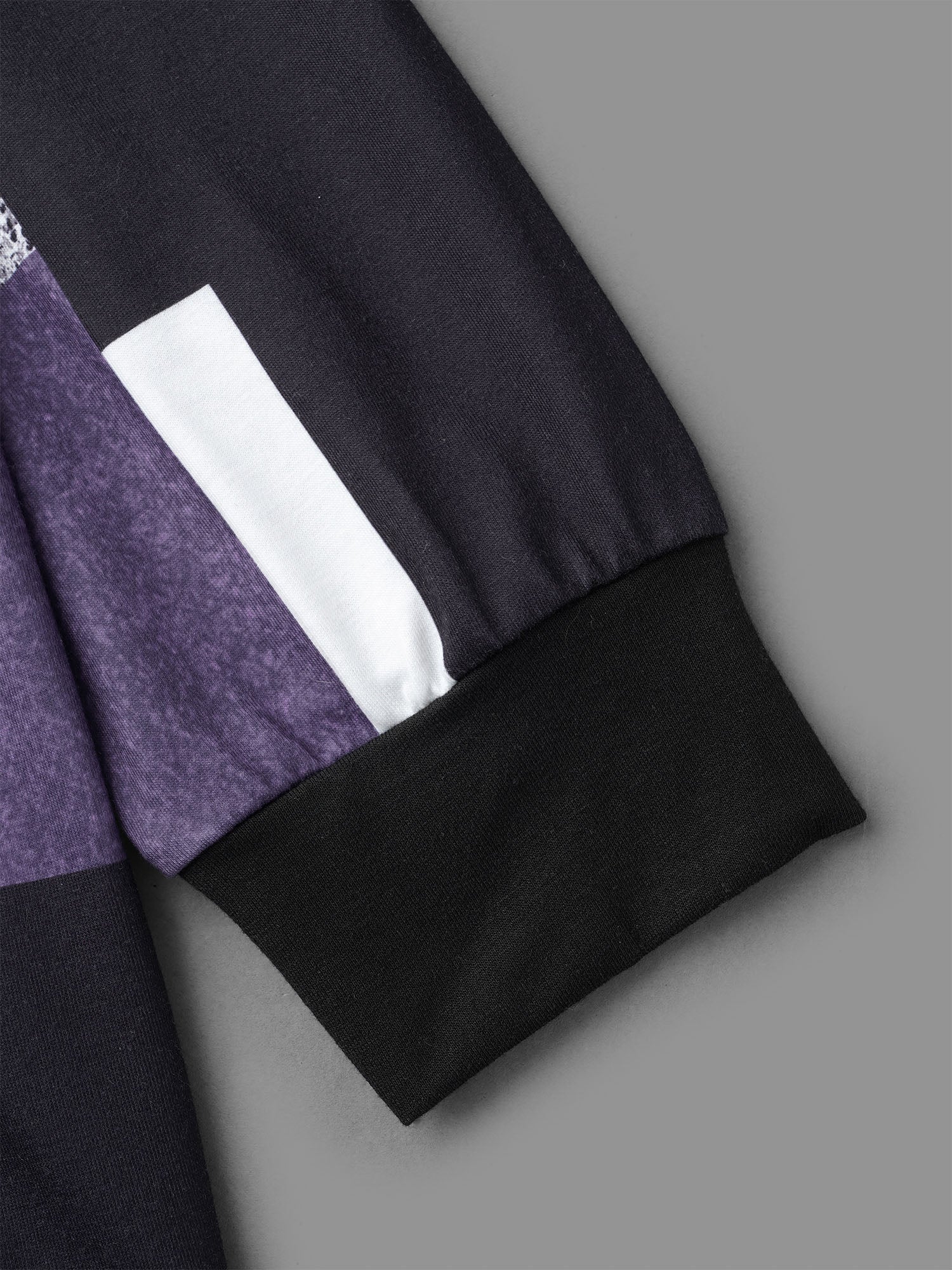 Crew Neck Geometric Patchwork Sweatshirt - Image 7