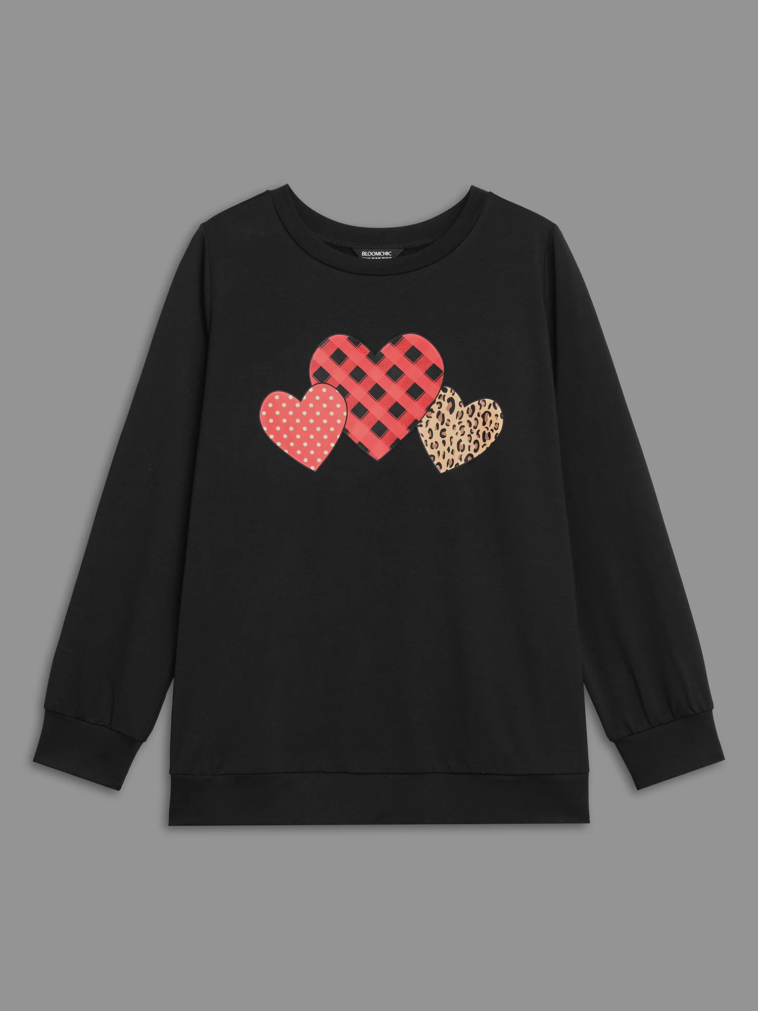 Crew Neck Heart Print Sweatshirt - Image 8