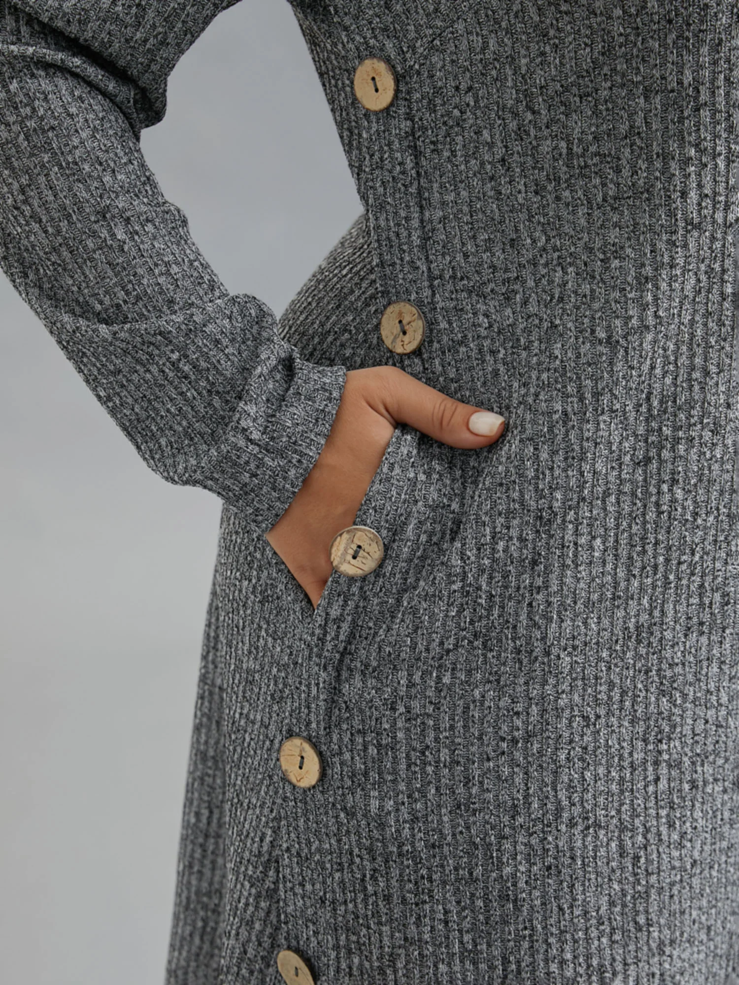 Crew Neck HeatherRibbed Knit Dress - Image 5