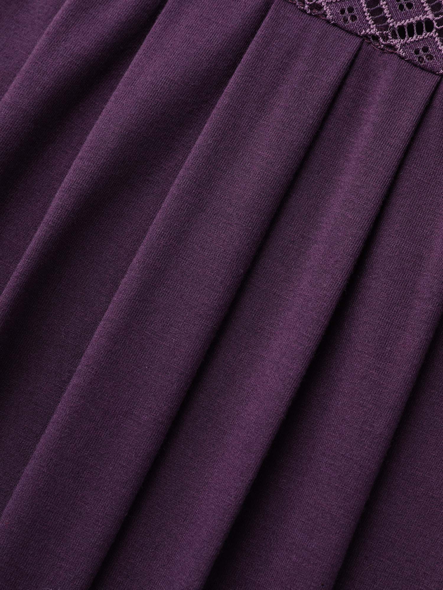 Crew Neck Lace Detail Pleated T-Shirt - Image 7