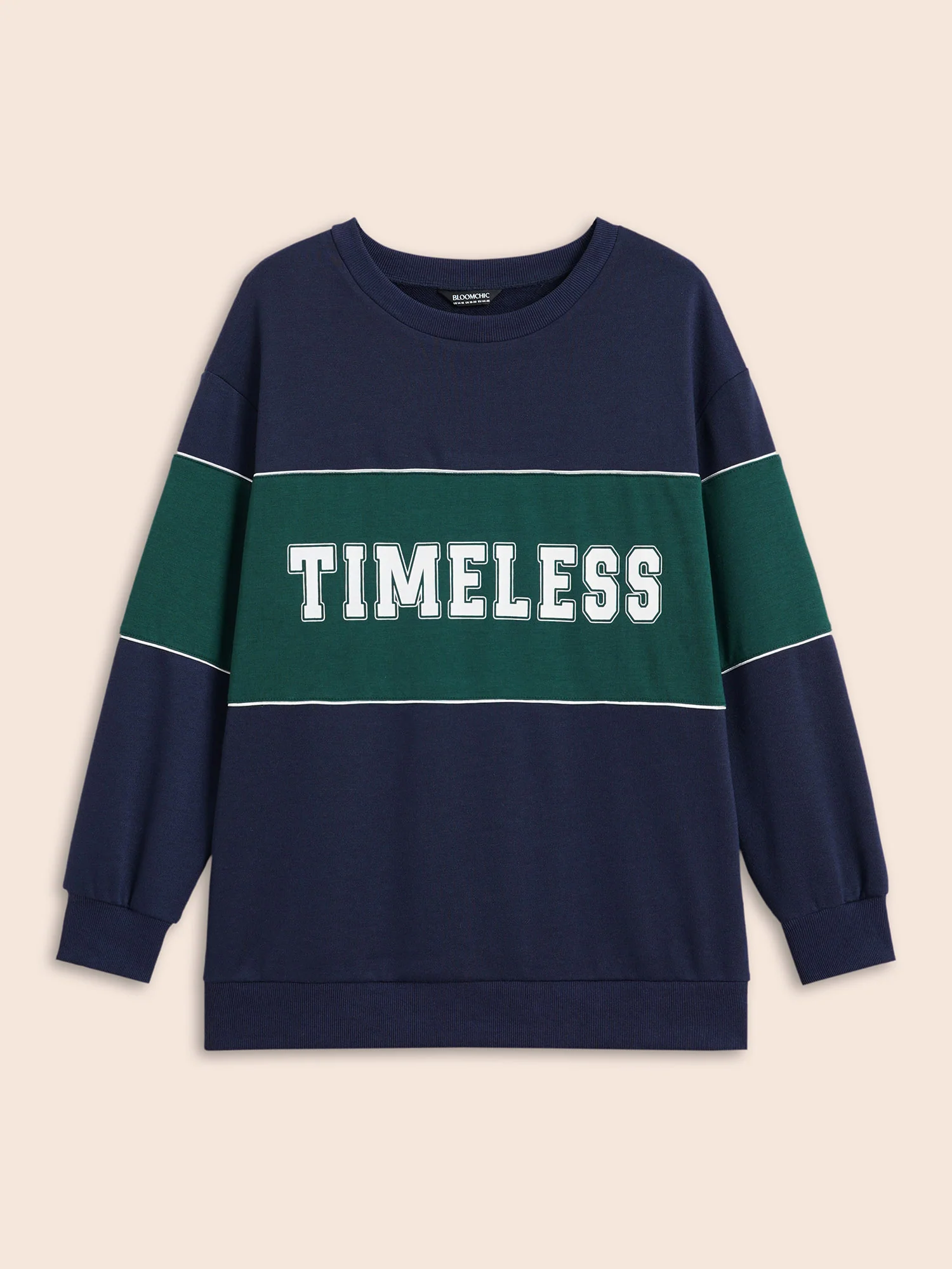 Crew Neck Letter Print Contrast Sweatshirt - Image 9