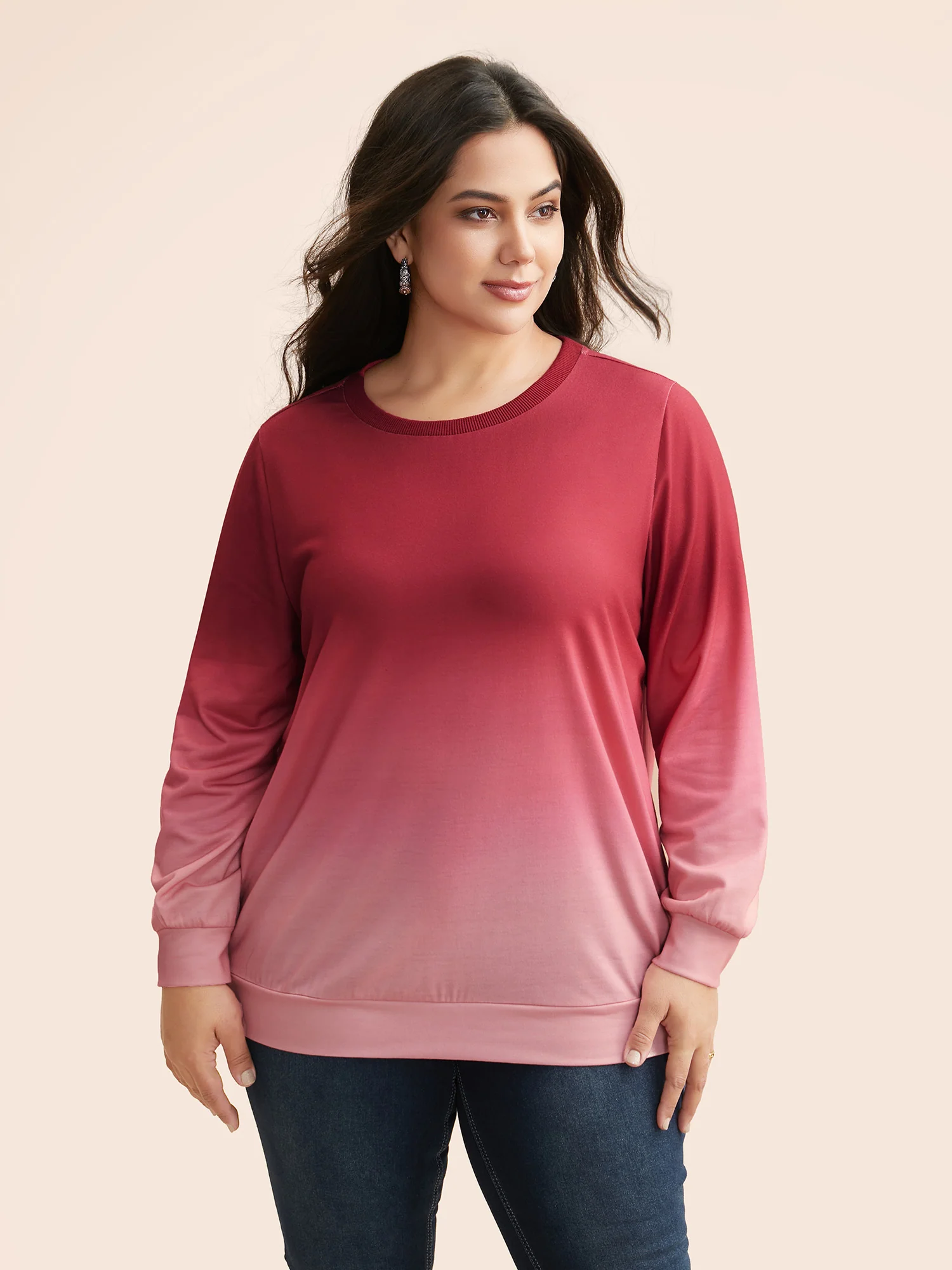 Crew Neck Ombre Sweatshirt - Image 3