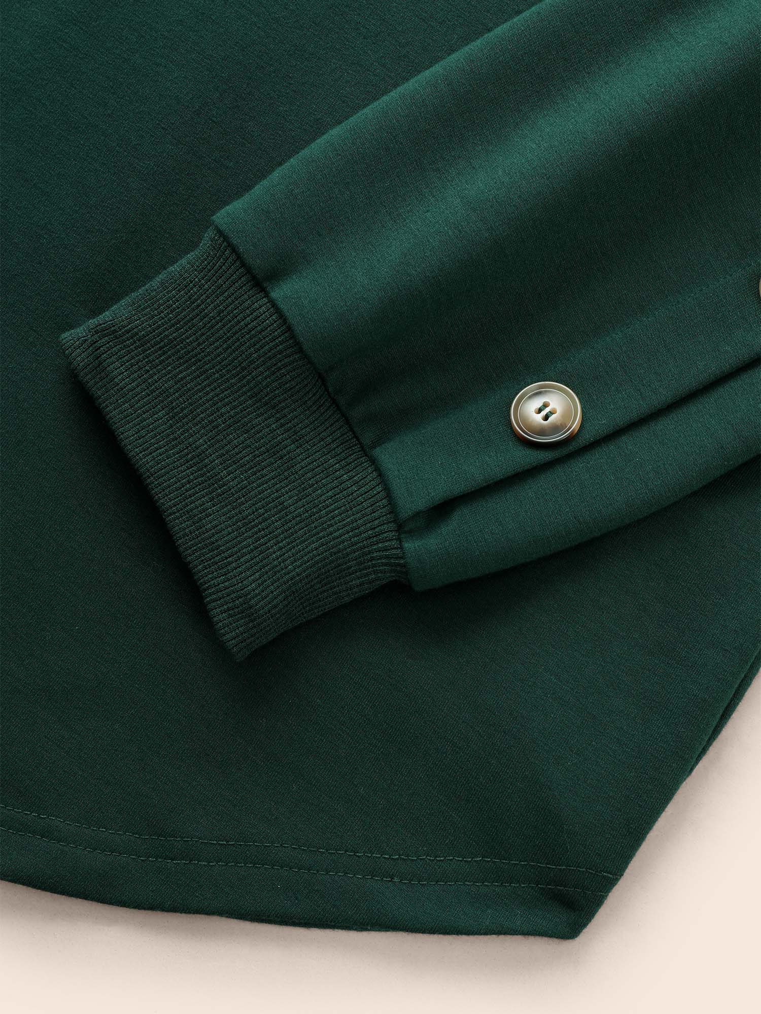 Crew Neck Patchwork Button Detail Sweatshirt - Image 5