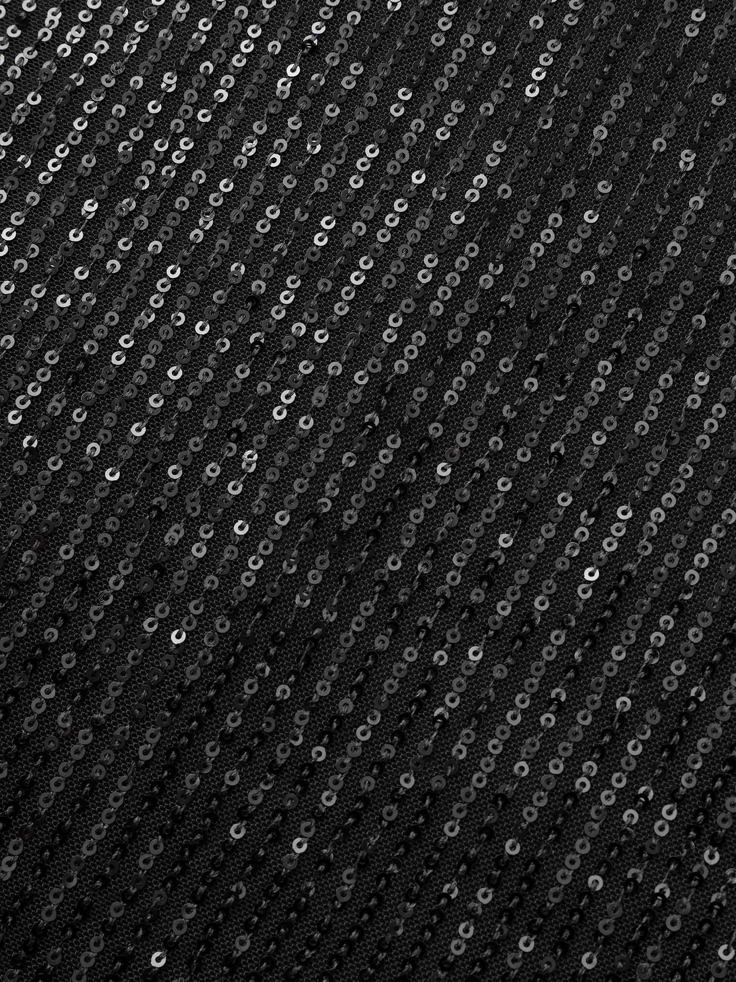 Crew Neck Patchwork Sequin Mesh Dress - Image 6
