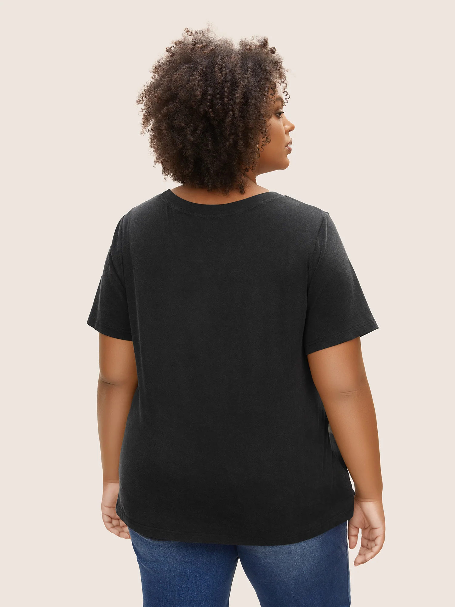 Crew Neck Positive Slogan Letter Print T-shirt - Image 2