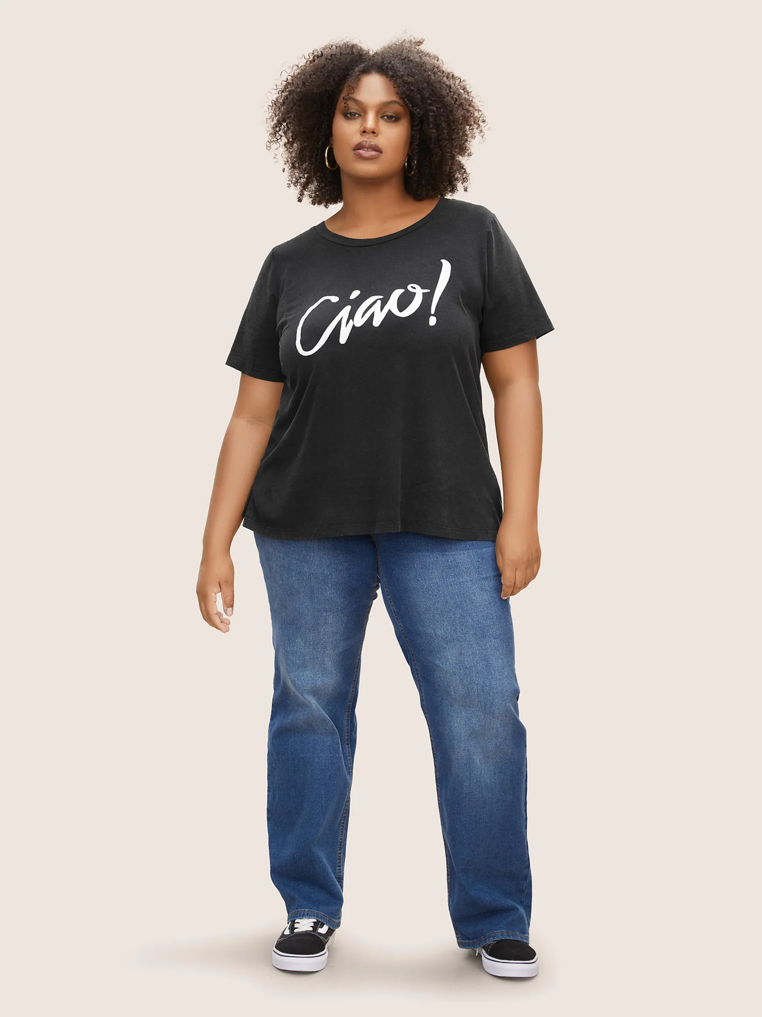 Crew Neck Positive Slogan Letter Print T-shirt - Image 3