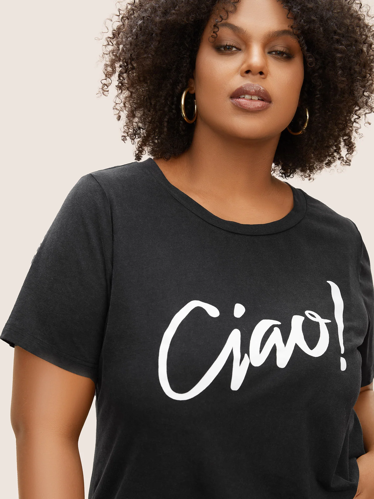 Crew Neck Positive Slogan Letter Print T-shirt - Image 4