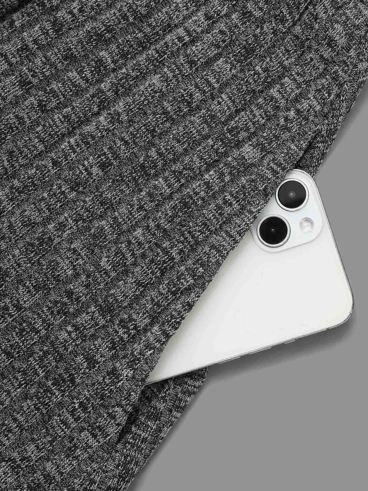Crew Neck Rib Knit Button Detail Dress - Image 6