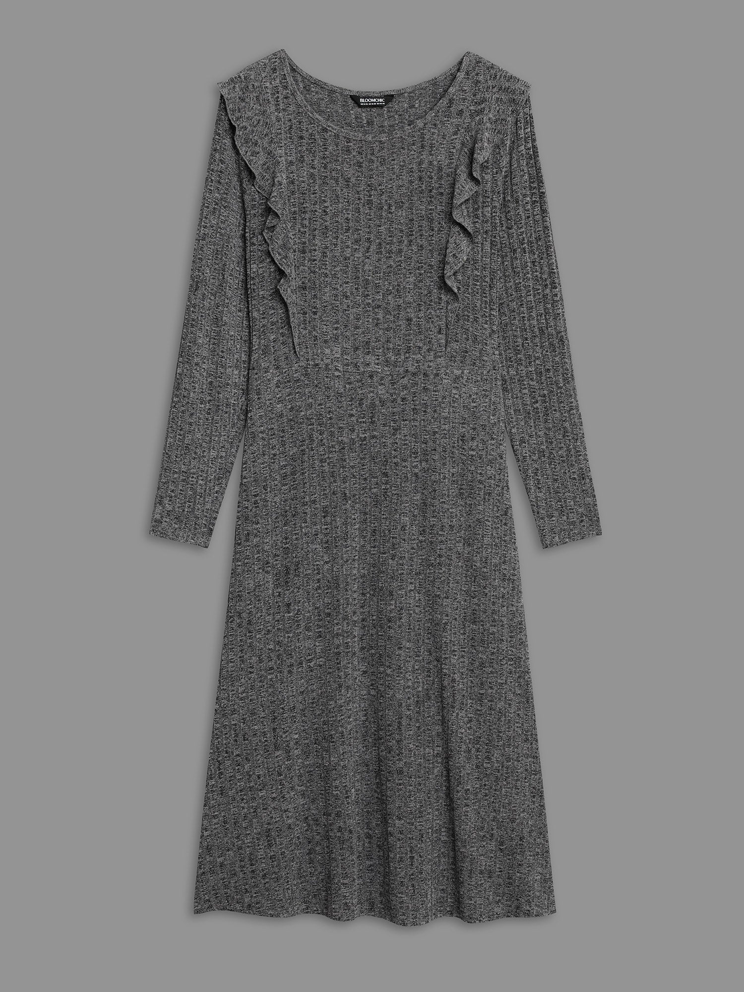 Crew Neck Ruffle Trim Knit Dress - Image 8