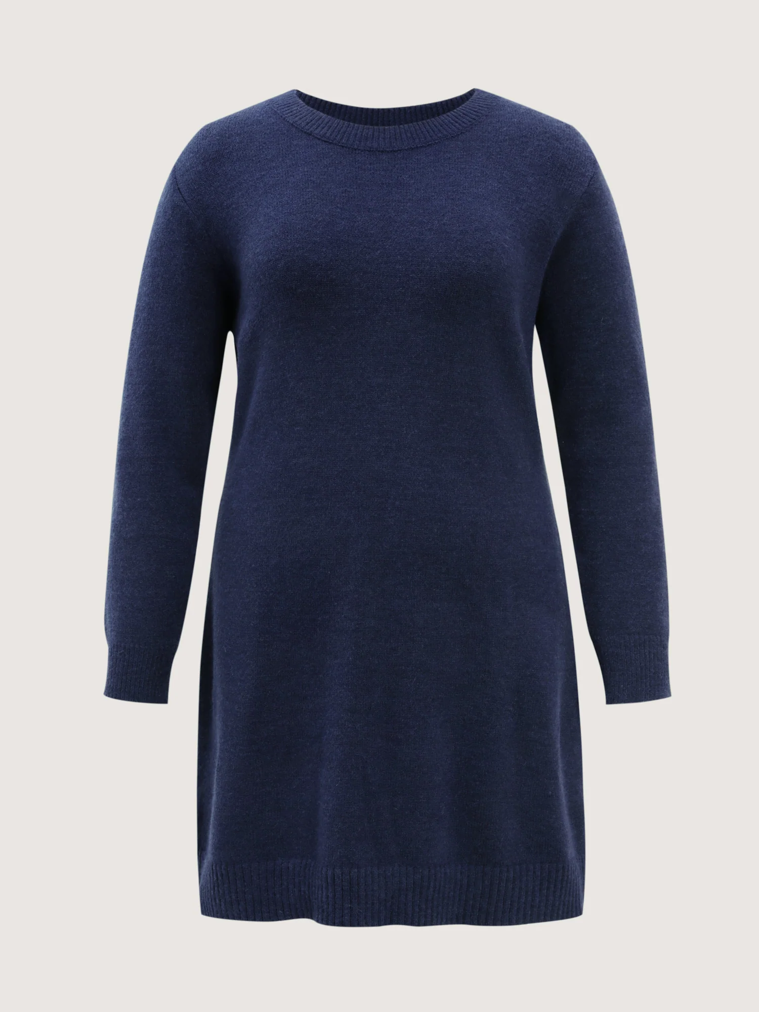 Crew Neck Solid Midi Sweater Dress - Image 7