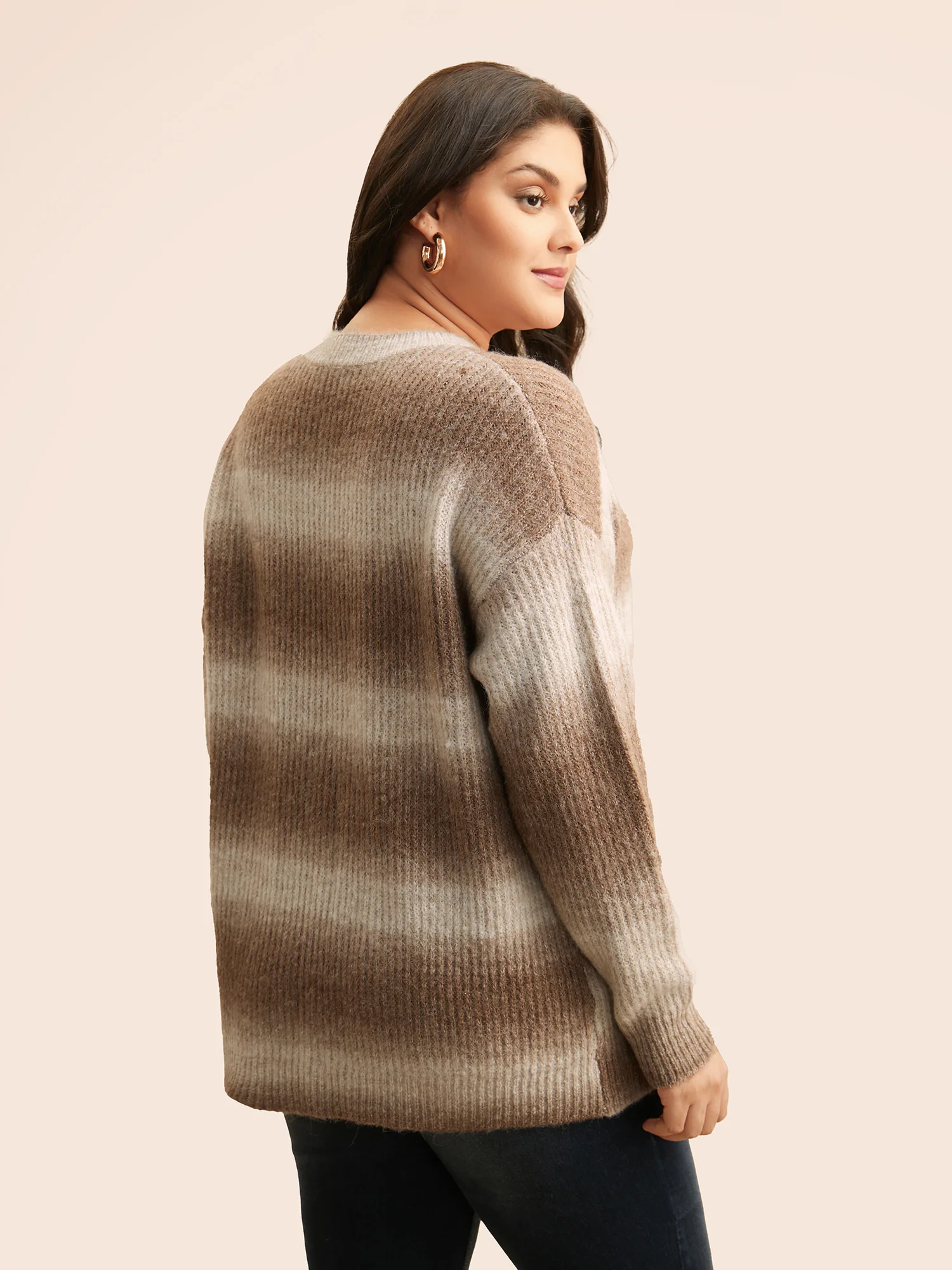 Crew Neck Textured Drop Shoulder Pullover - Image 2