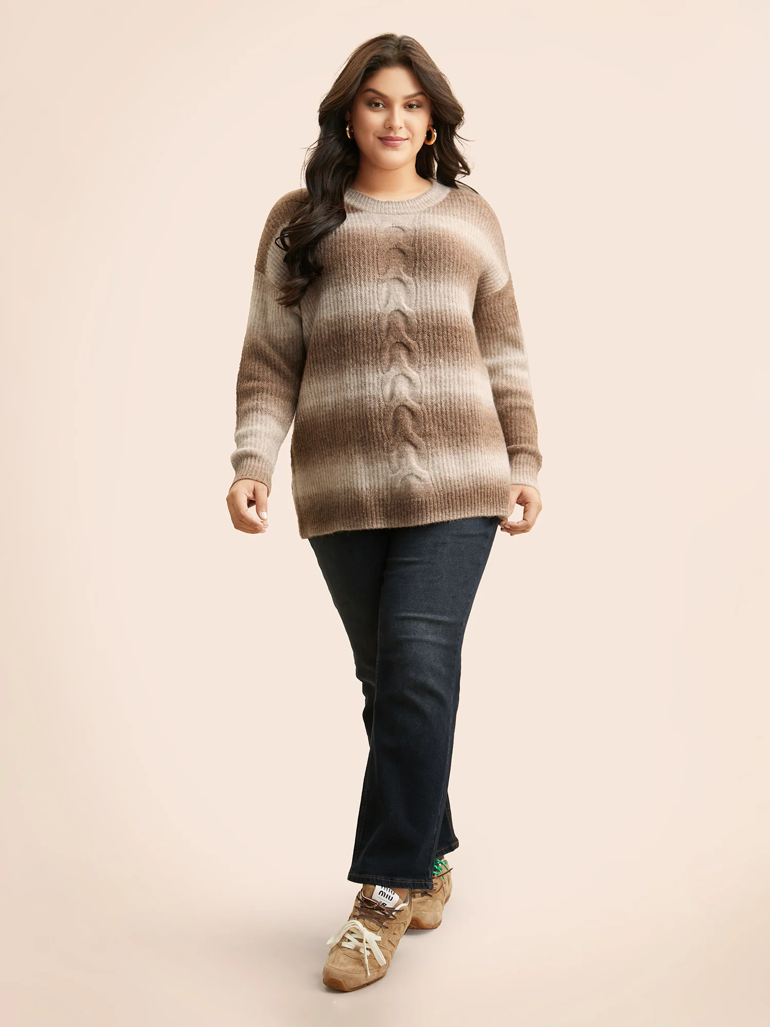 Crew Neck Textured Drop Shoulder Pullover - Image 3