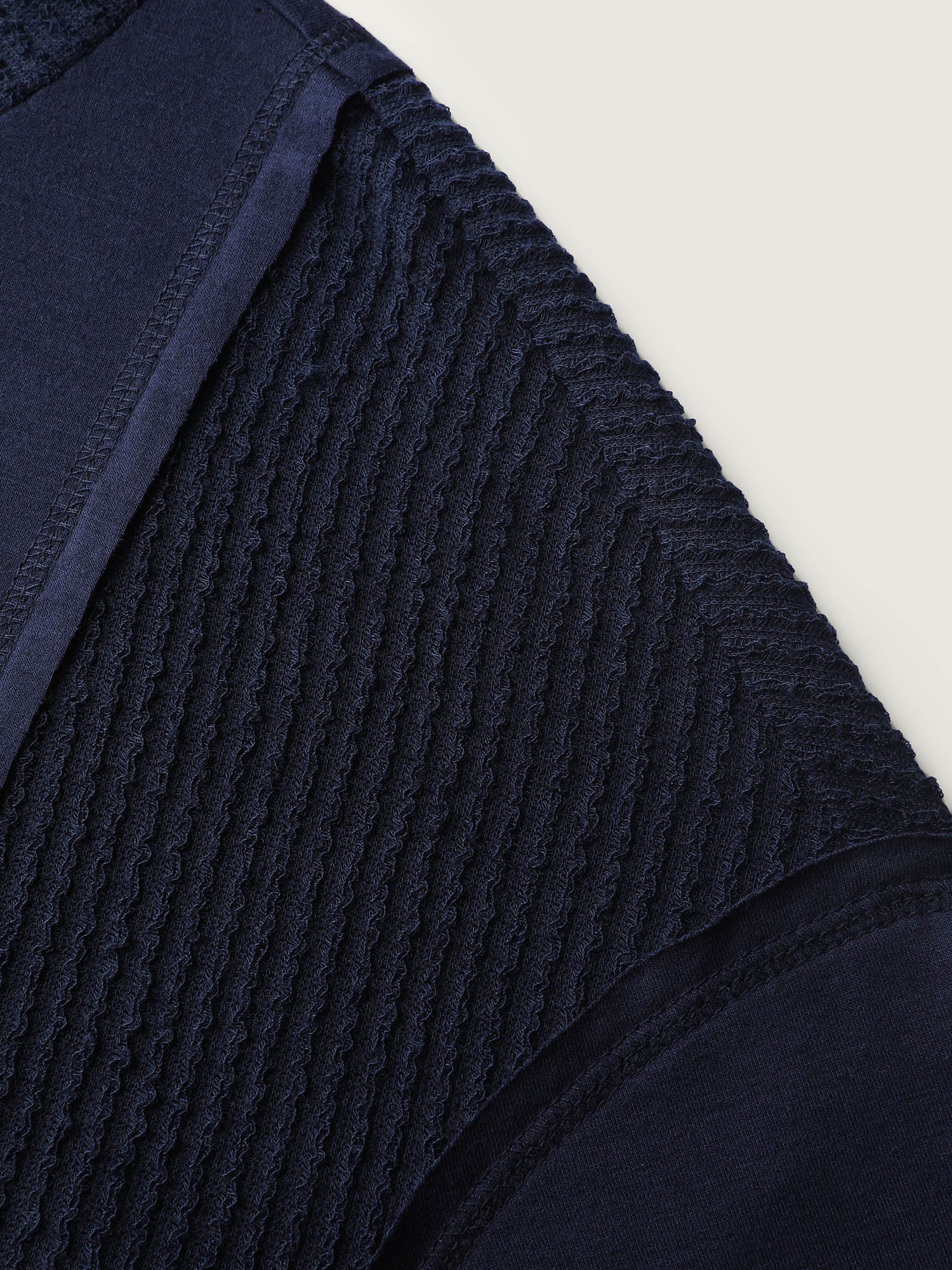 Crew Neck Textured Patchwork Sweatshirt - Image 5