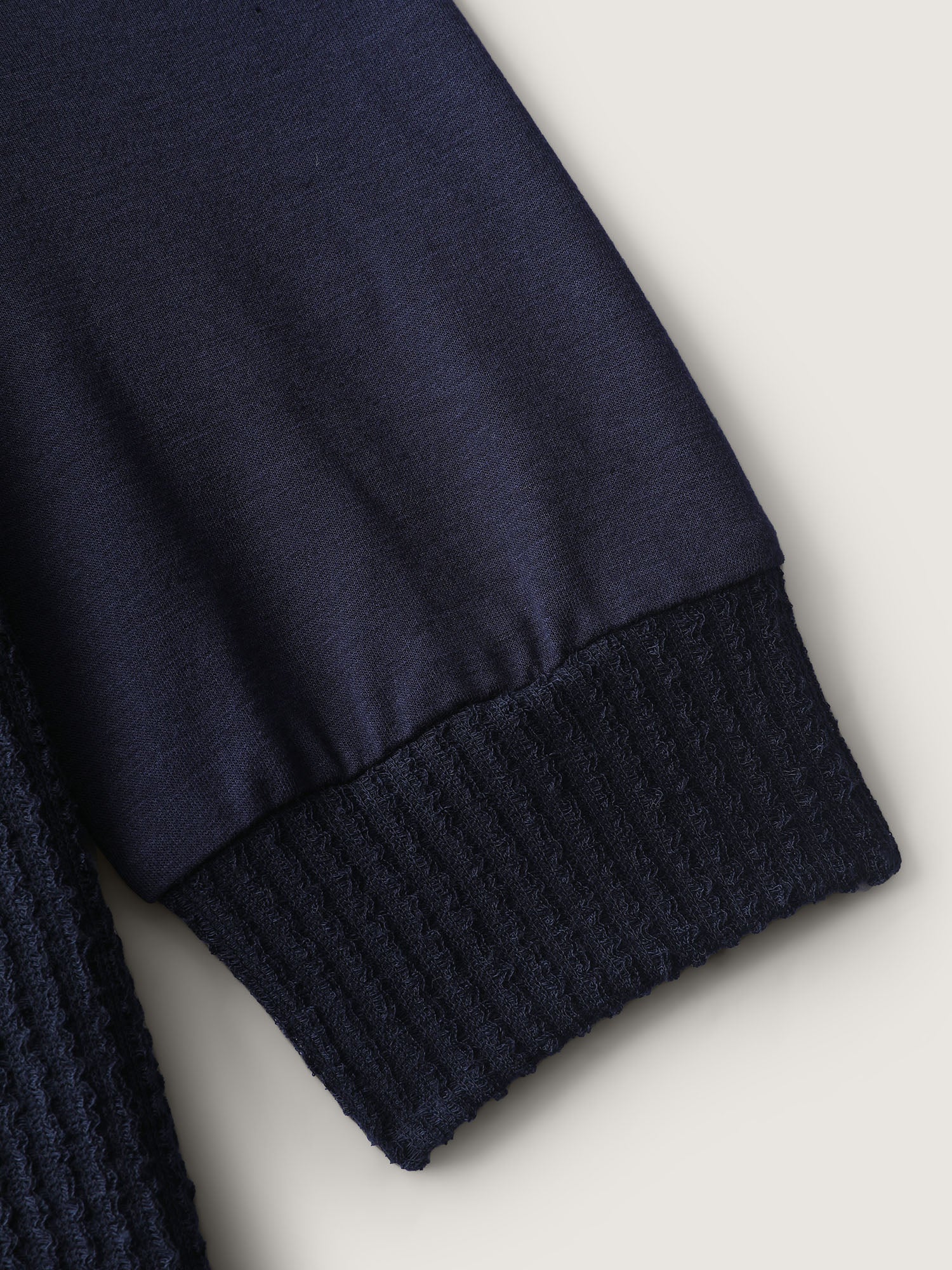 Crew Neck Textured Patchwork Sweatshirt - Image 6