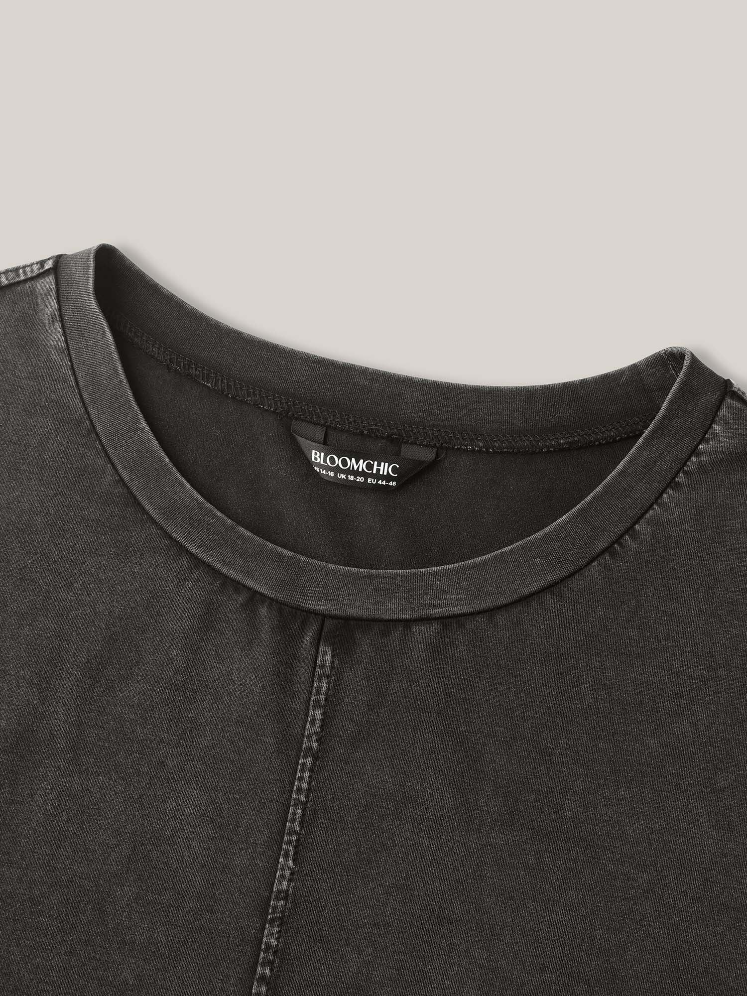 Crew Neck Vintage Plain T-Shirt - Image 5