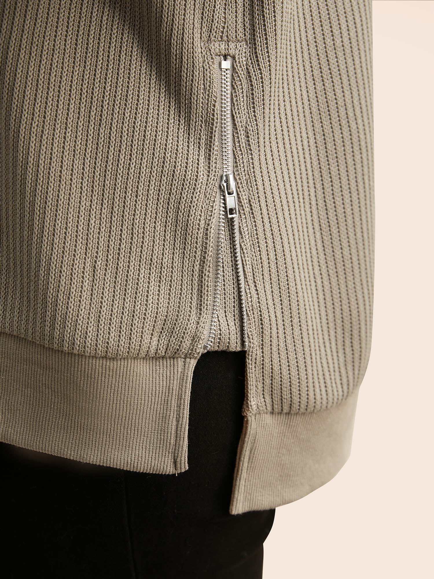 Crew Neck Zipper Detail Raglan Sleeve Sweatshirt - Image 5