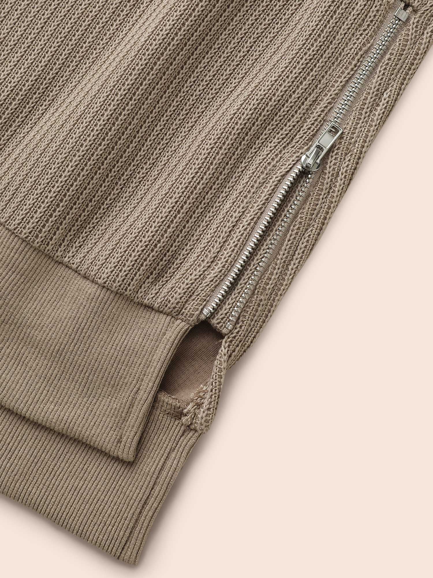 Crew Neck Zipper Detail Raglan Sleeve Sweatshirt - Image 6